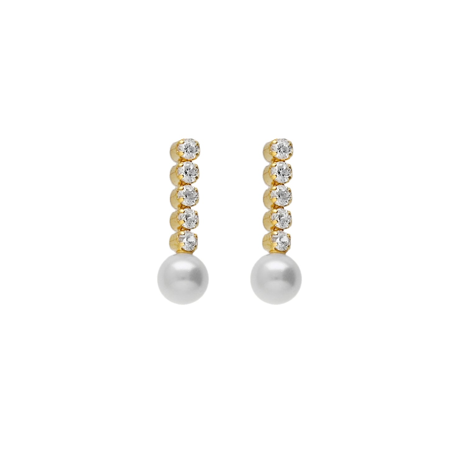 Short cascade earrings with crystals and pearls in silver from Aurore