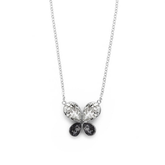 Rhodium Plated Sterling Silver Short necklace butterfly white crystal from Fantasy