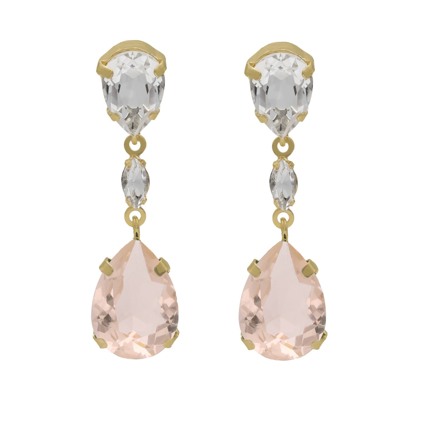 Gold plated Sterling Silver Long earrings drop crystal from Jasmine