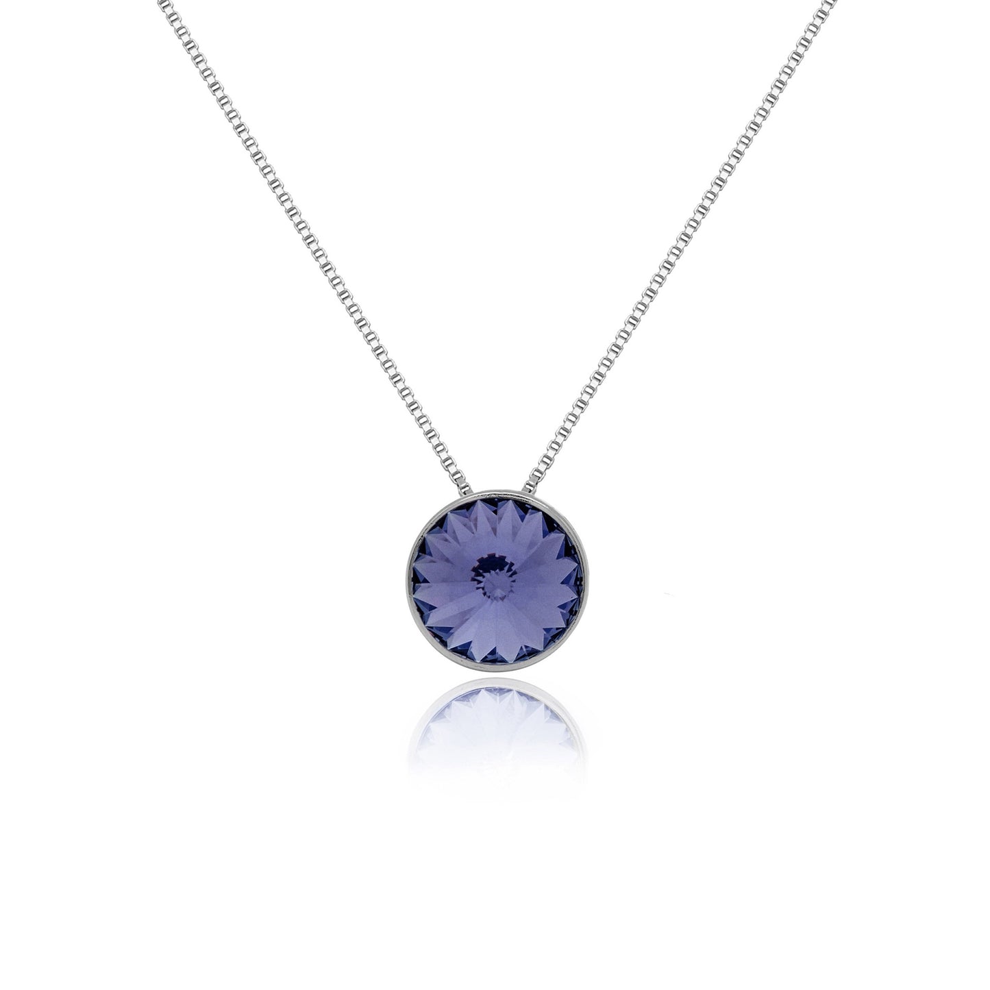 Rhodium Plated Sterling Silver Short necklace 11,5mm circle crystal from Basic