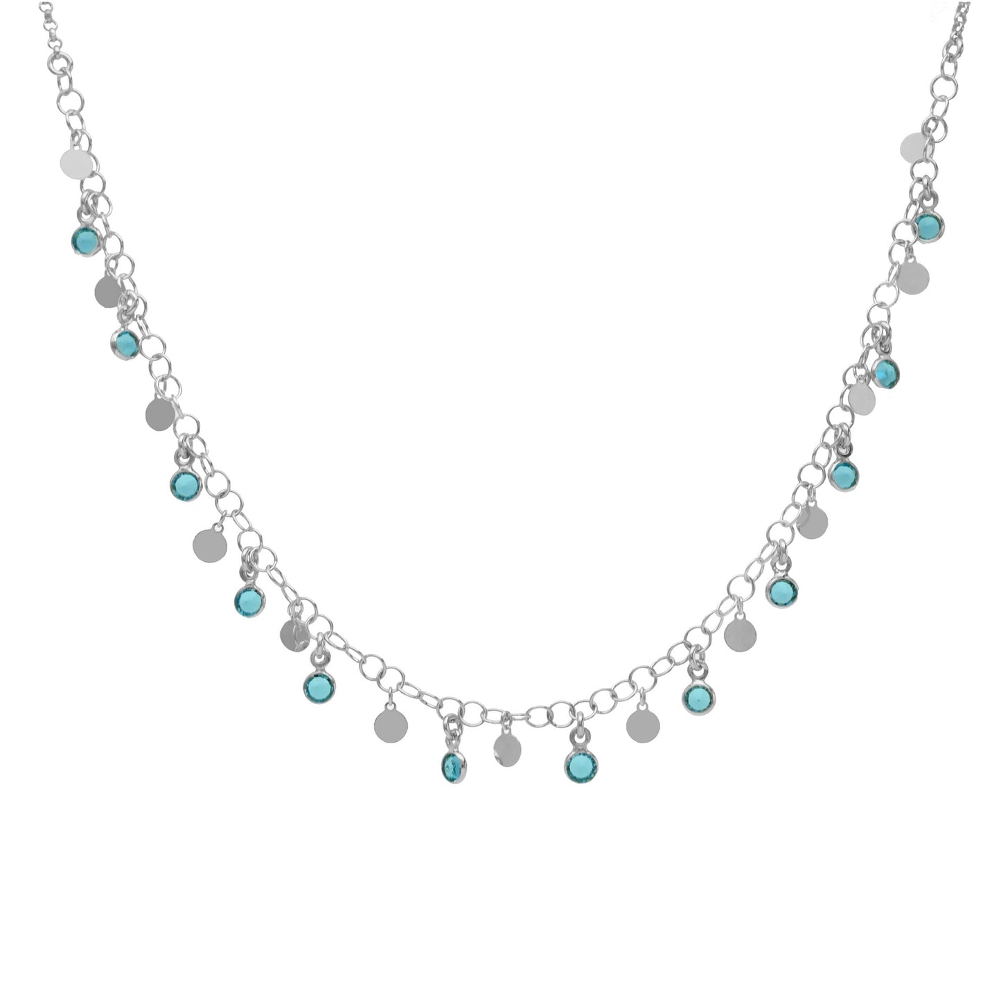 Rhodium Plated Sterling Silver Short necklace crystal from Obelia