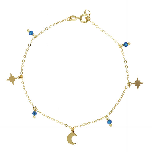 Sterling Silver Anklet blue crystal