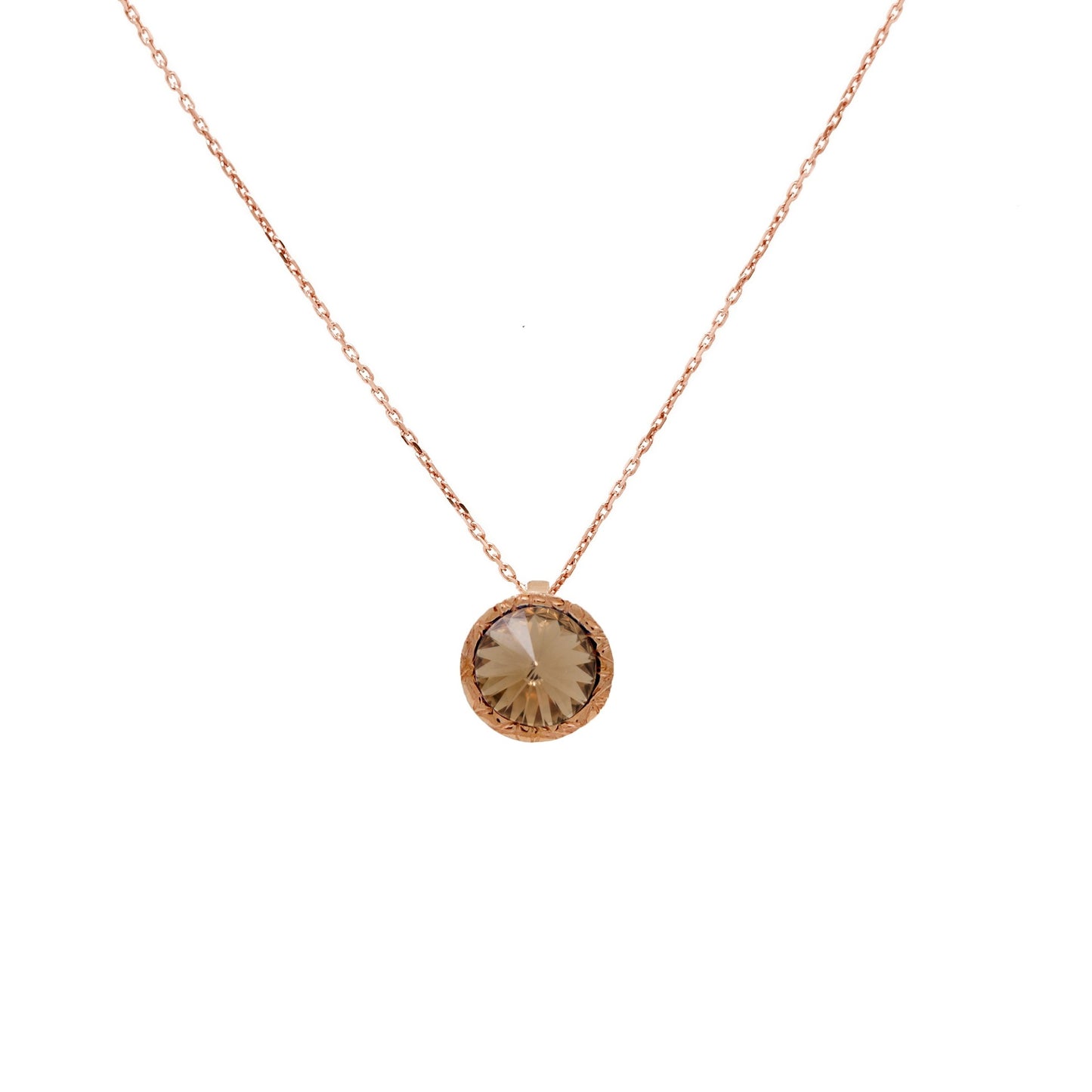 Rose Gold plated Sterling Silver Short necklace 11mm circle crystal from Basic