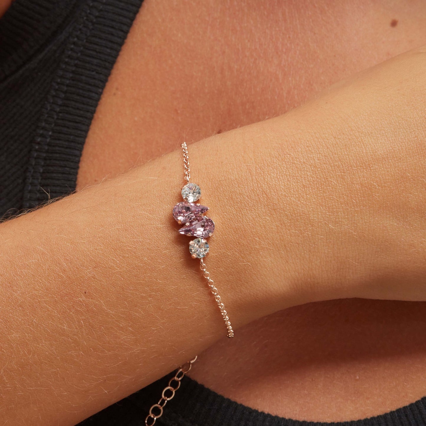 Rose Gold plated Sterling Silver Bracelet crystal from Drop