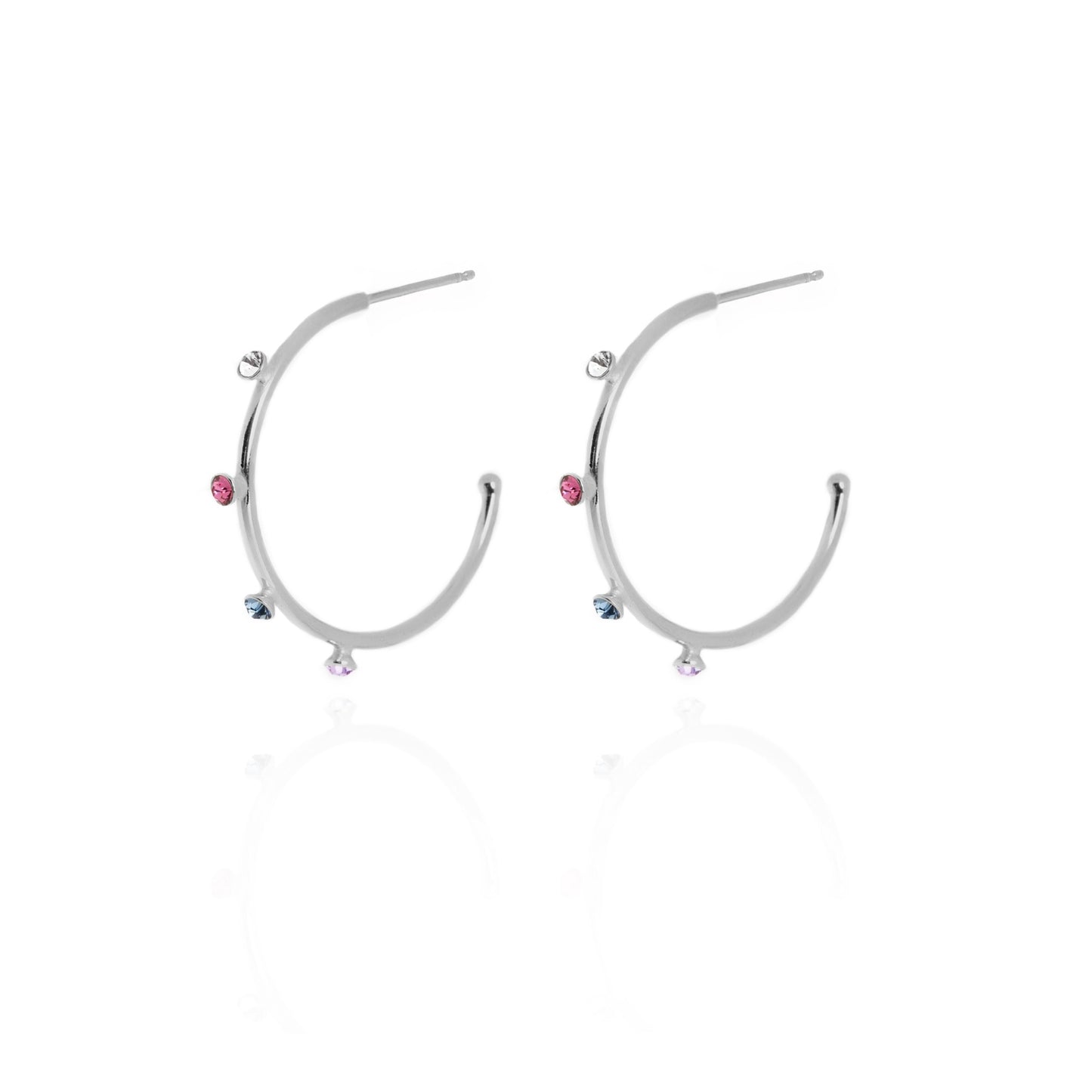 Rhodium Plated Sterling Silver Hoop earrings crystal from Iris