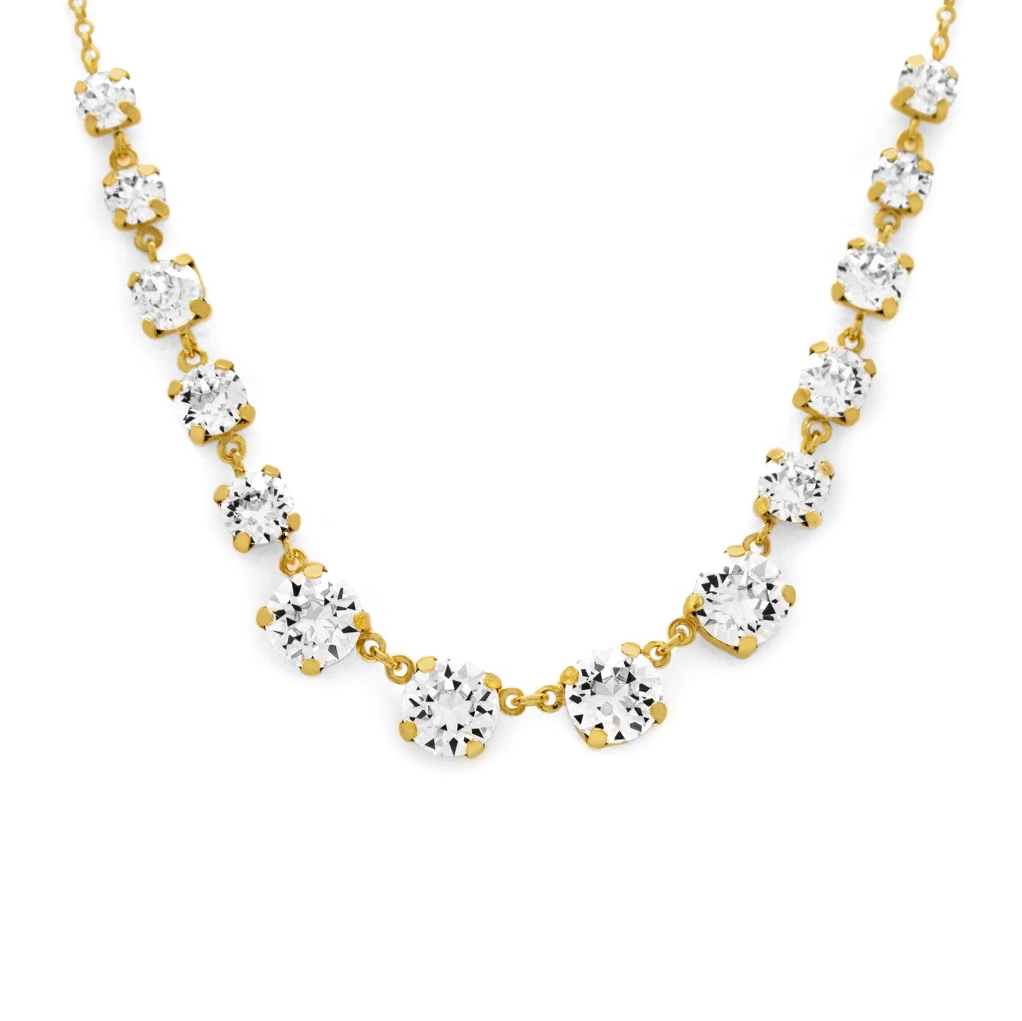 Gold plated Sterling Silver Long necklace white crystal from Celine