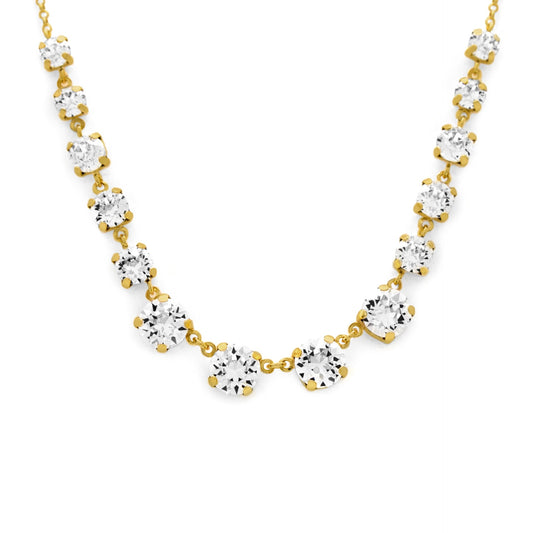 Gold plated Sterling Silver Long necklace white crystal from Celine