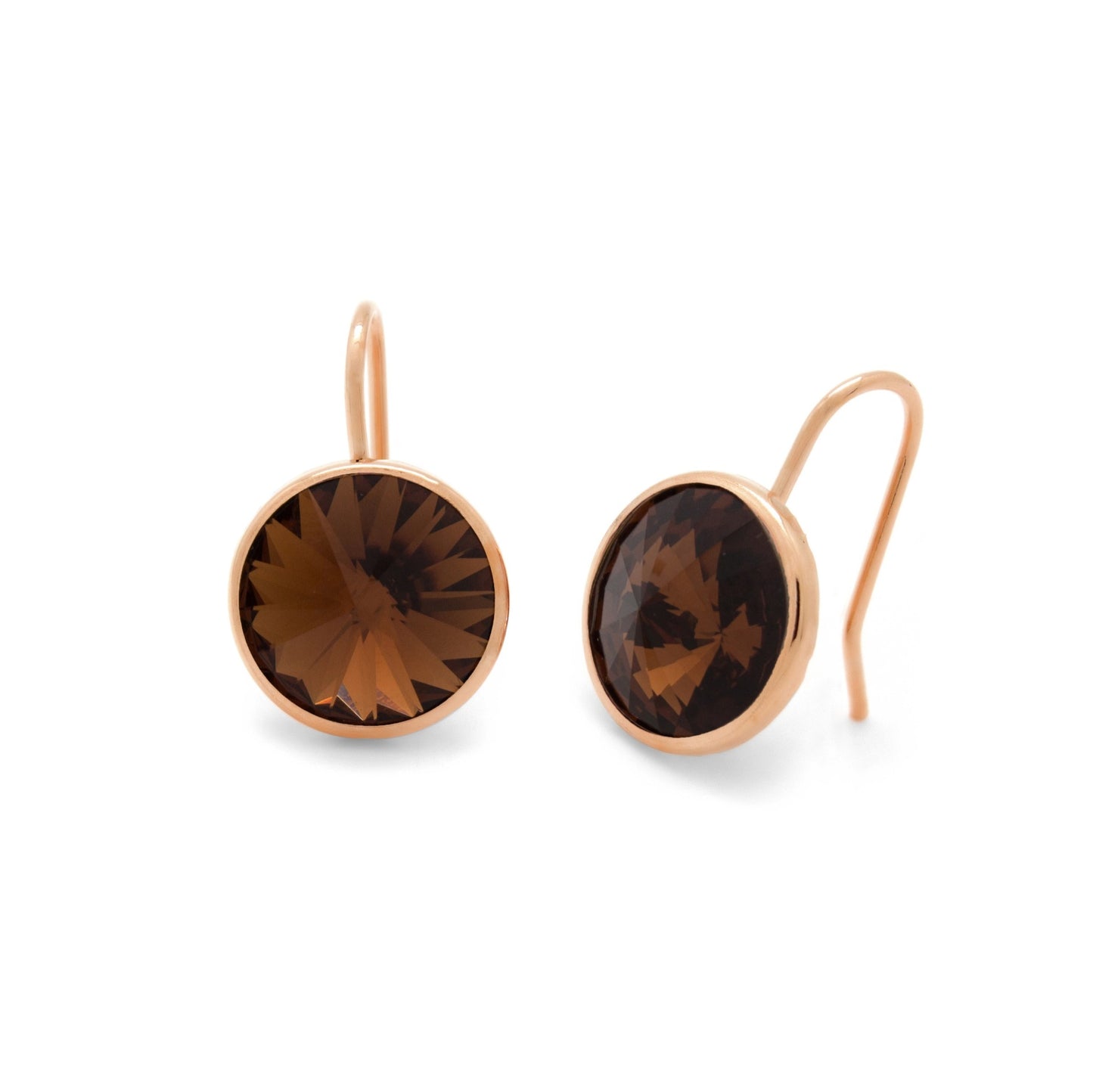 Rose Gold plated Sterling Silver Short earrings 11,5mm circle crystal from Basic