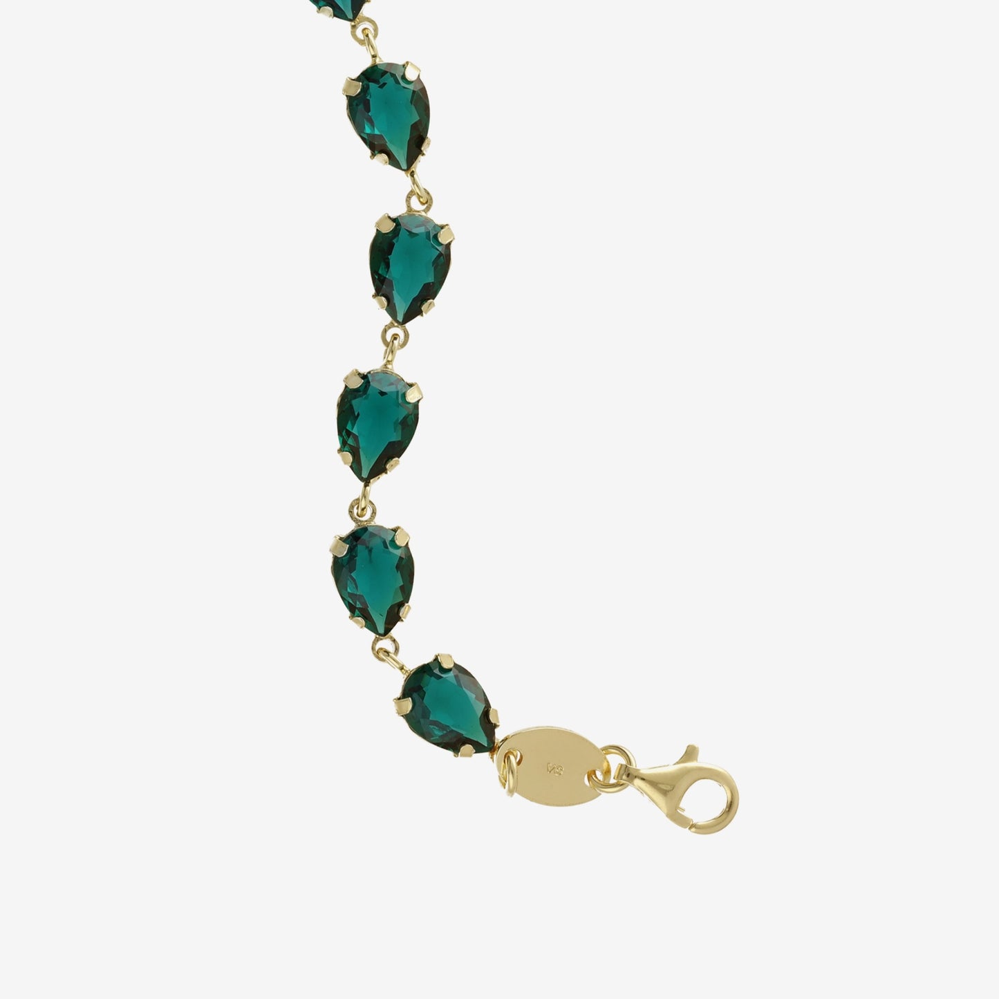 Gold plated Sterling Silver Bracelet drop green crystal from Diana