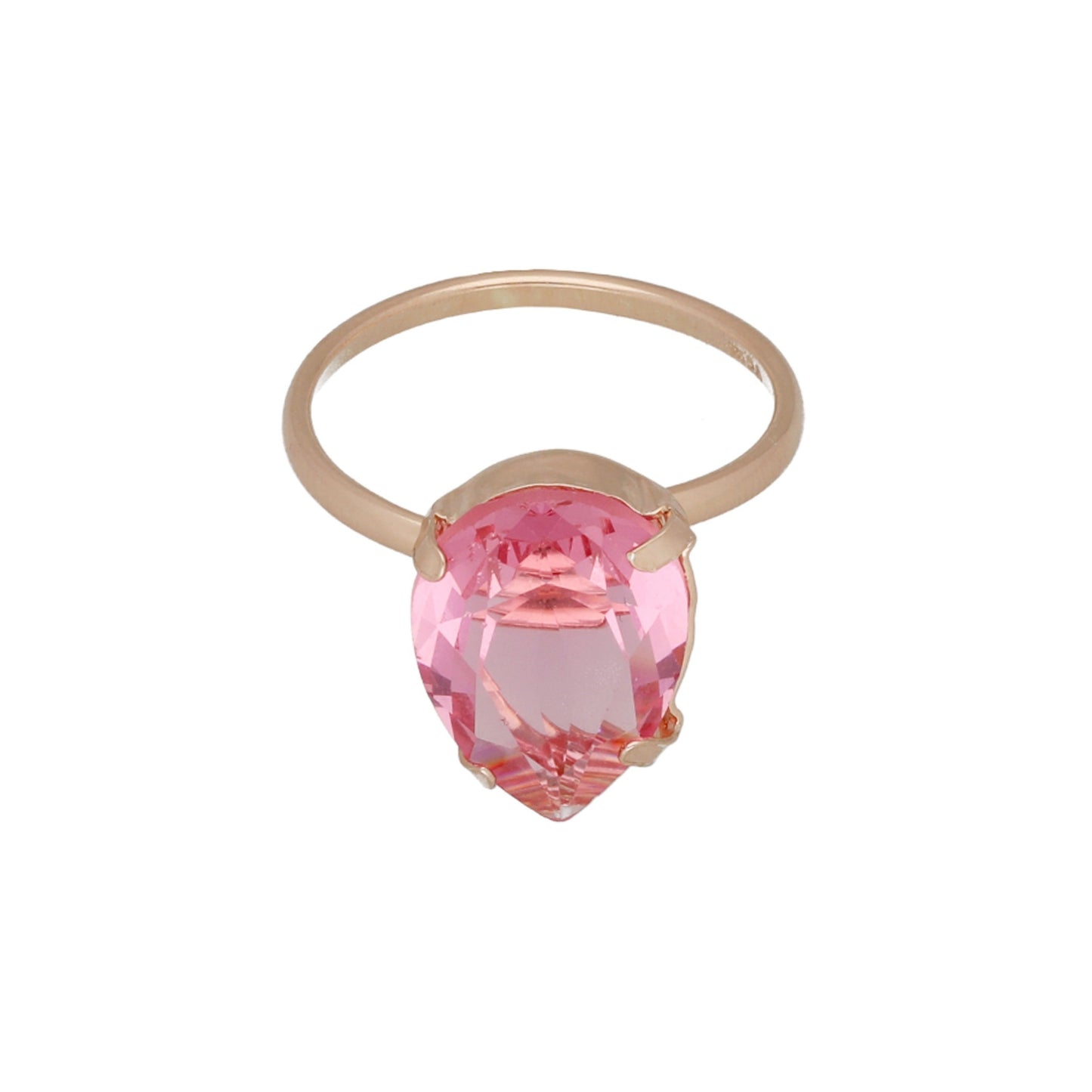 Anillo ajustable lágrima cristal en Plata baño Oro Rosa de Blooming