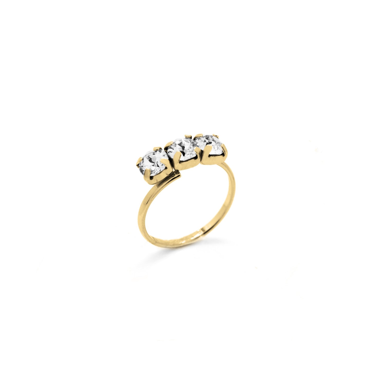 Gold plated Sterling Silver Ring circle white crystal from Celine