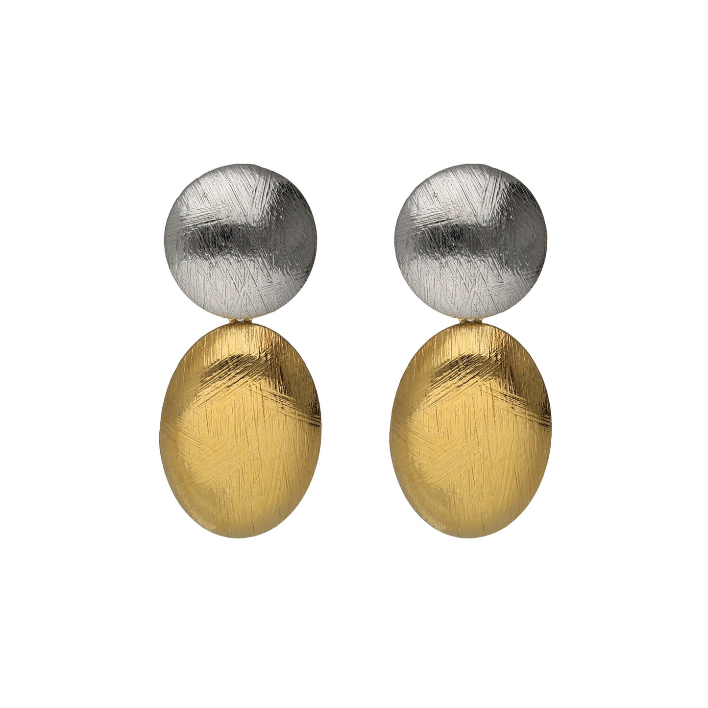 Rhodium and Gold plated Sterling Silver Short earrings oval from Zoom