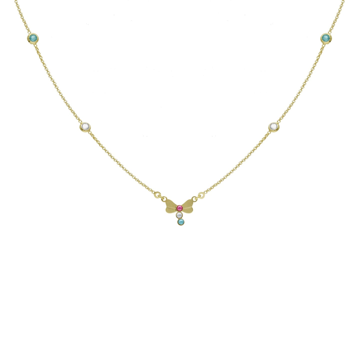 Sterling Silver Short necklace clover multicolor crystal from April