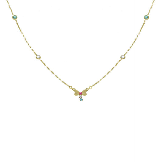 Sterling Silver Short necklace clover multicolor crystal from April