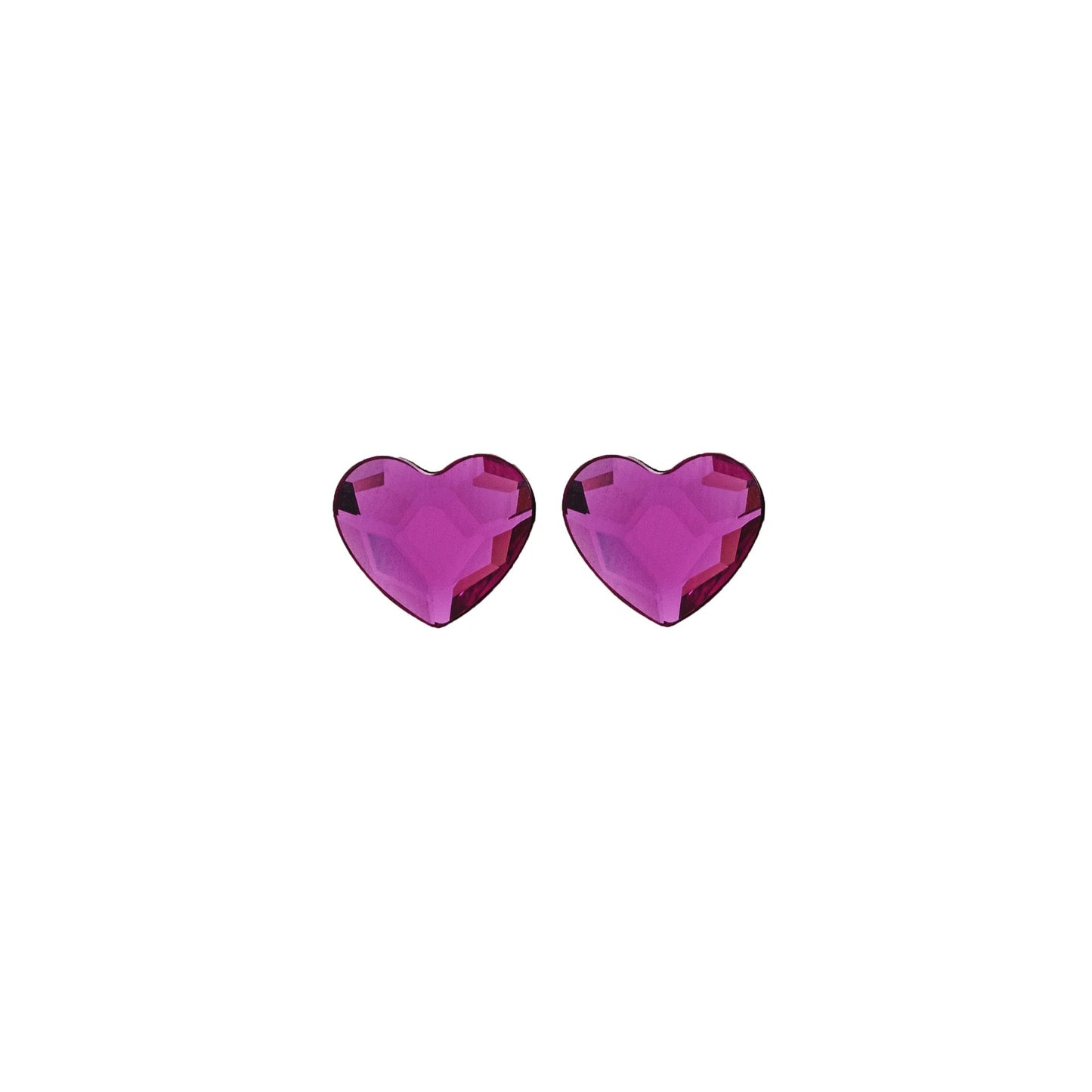 Rhodium Plated Sterling Silver Stud earrings heart crystal from Cuore