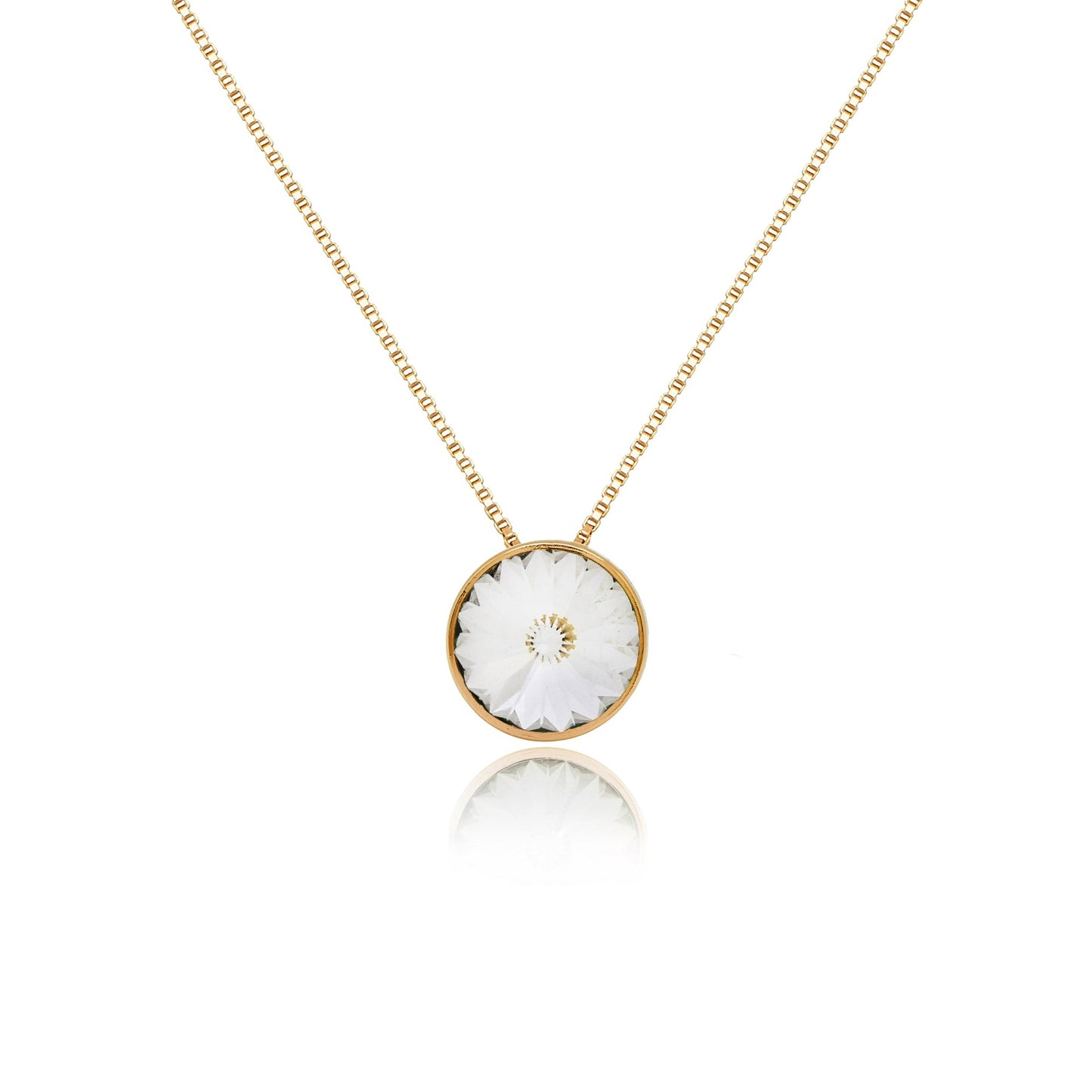 Gold plated Sterling Silver Short necklace 11,5mm circle crystal from Basic