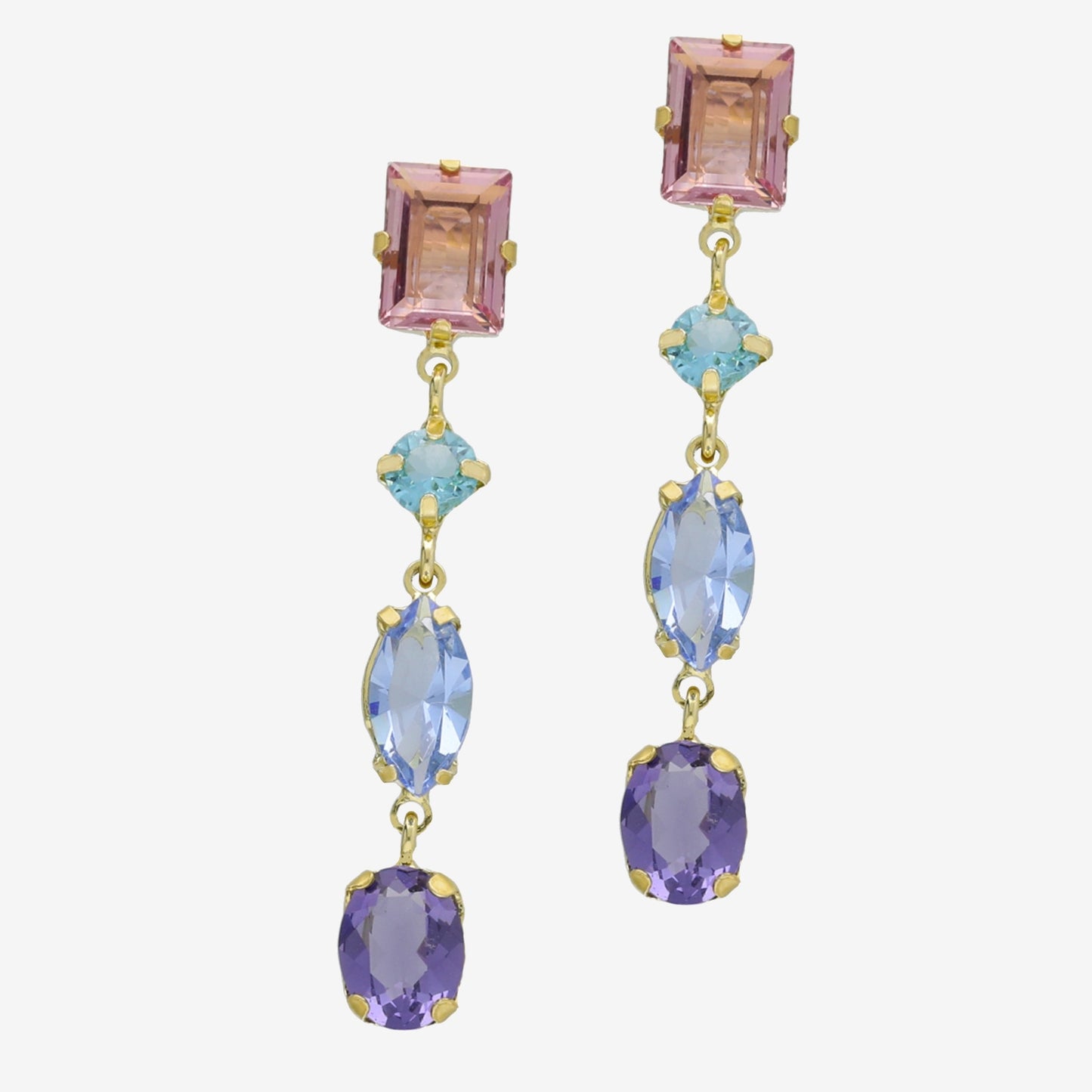 Sterling Silver Long earrings multicolor crystal from Sabina