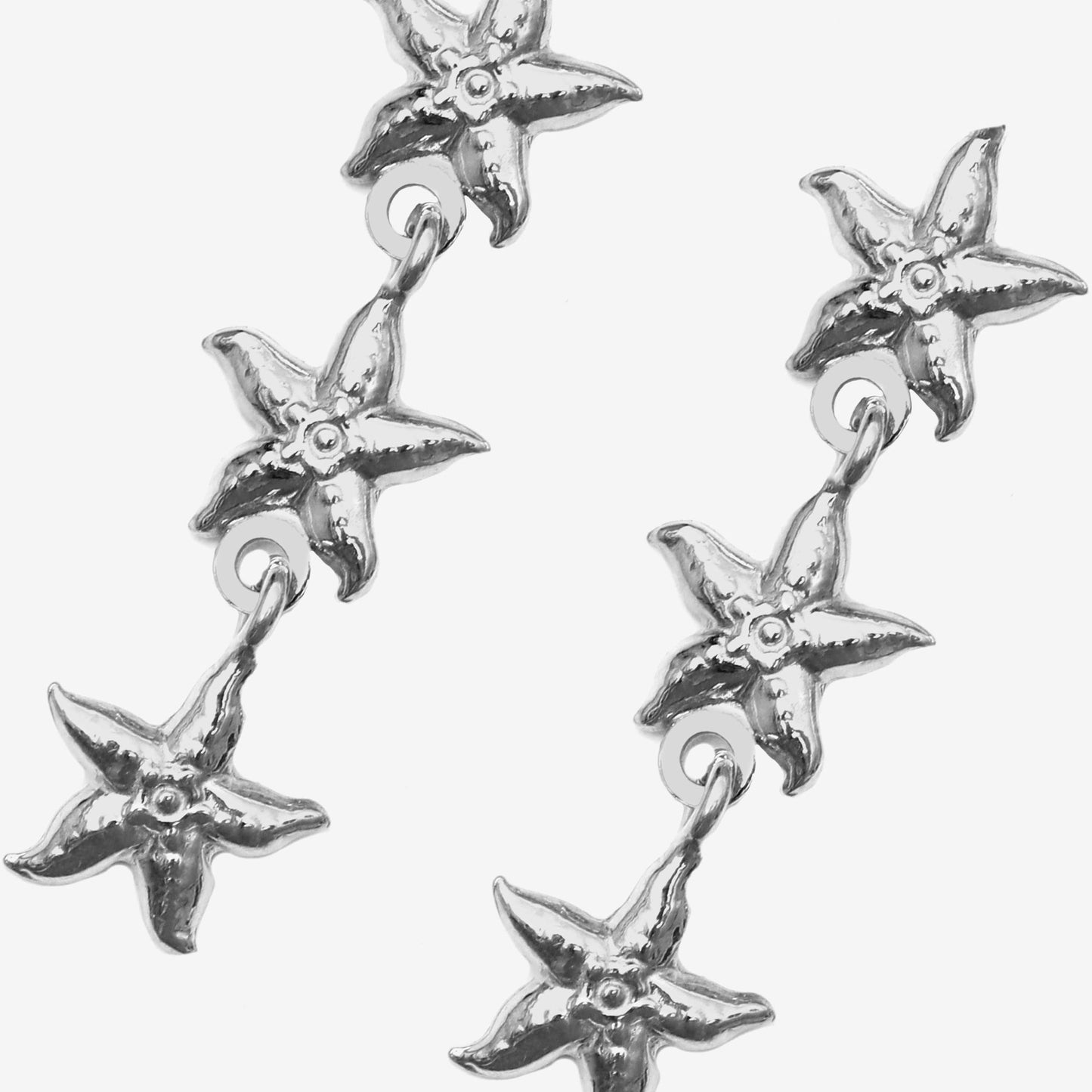 Rhodium Plated Sterling Silver Long earrings star from Bliss