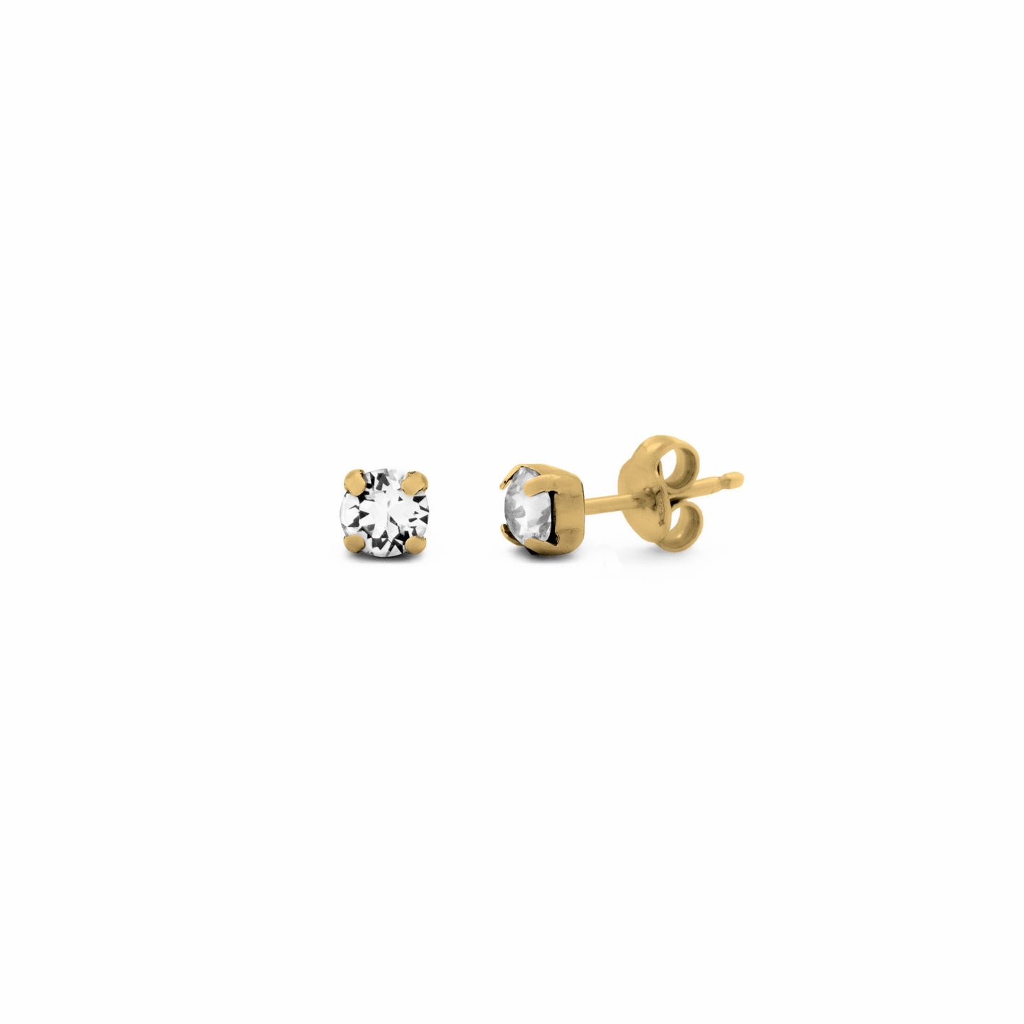 Gold plated Sterling Silver Stud earrings circle crystal from Celine