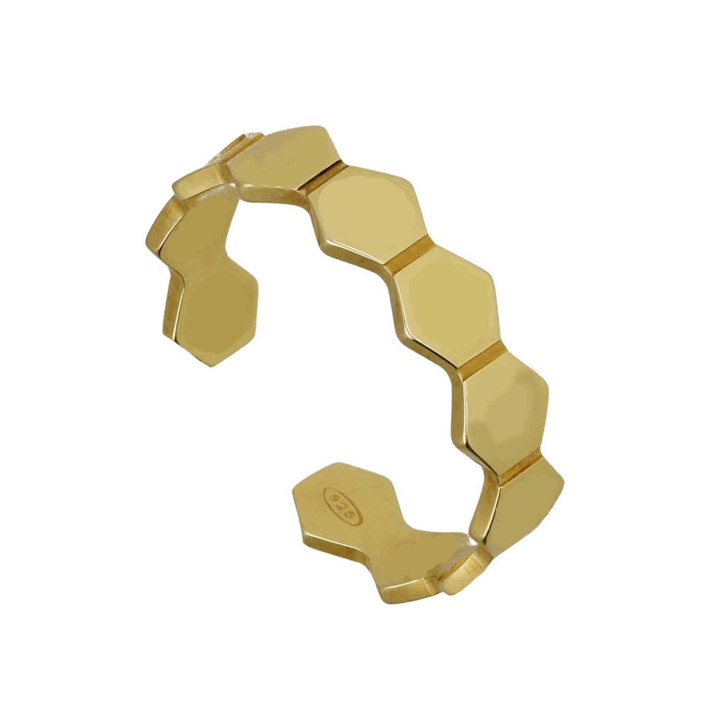 Gold plated Sterling Silver Adjustable ring hexagonal from Honey