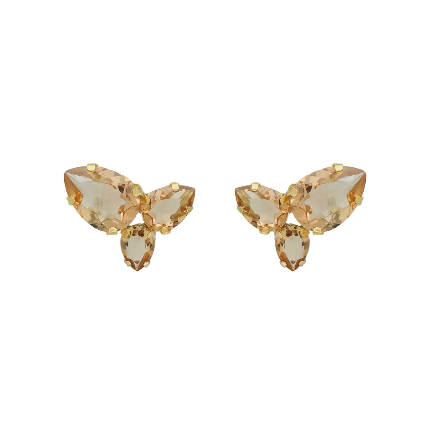 Gold plated Sterling Silver Short earrings drop crystal from Magnolia