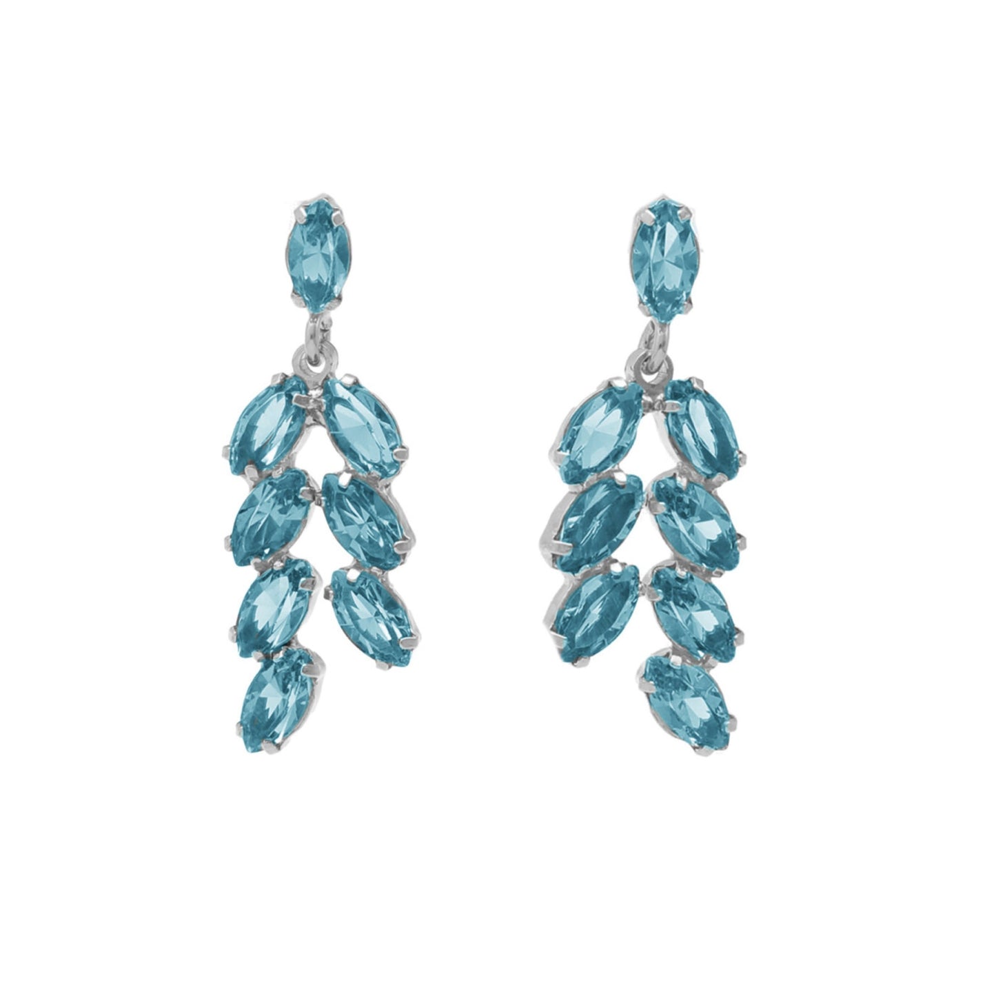 Rhodium Plated Sterling Silver Long earrings crystal from Las Estaciones