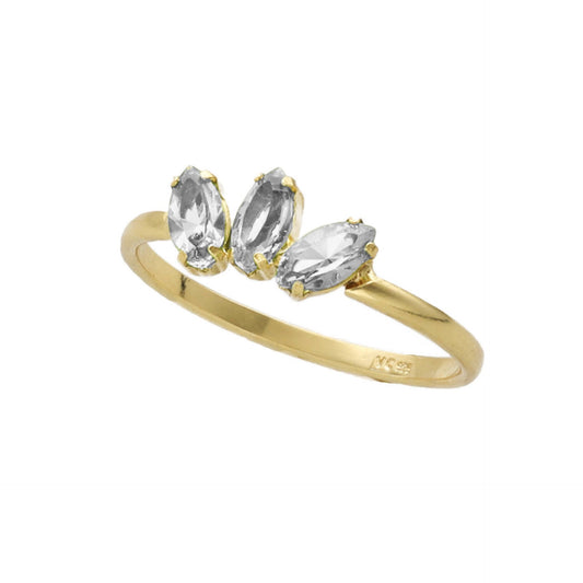 Gold plated Sterling Silver Ring leaf crystal from Las Estaciones