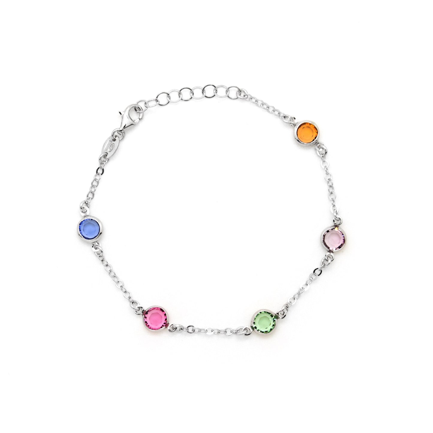 Sterling Silver Bracelet circle multicolor crystal from Basic