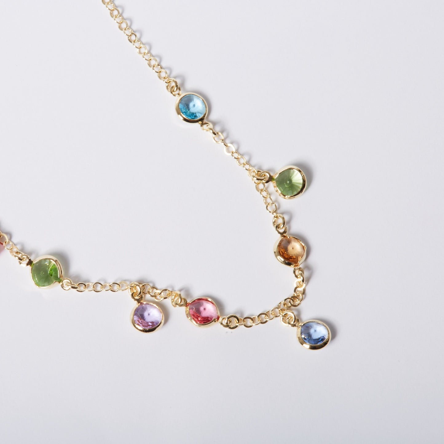 Sterling Silver Short necklace circle multicolor crystal from Basic