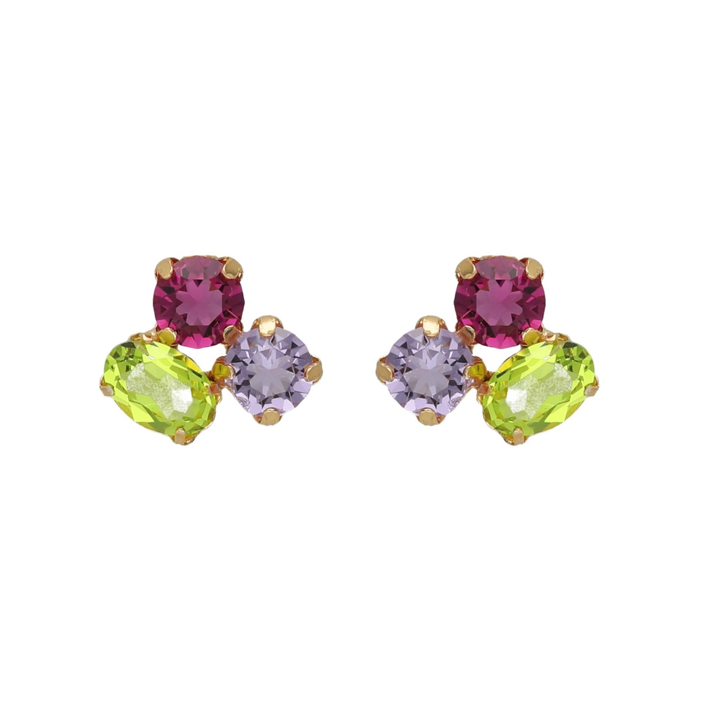 Gold plated Sterling Silver Stud earrings multicolor crystal from Odele