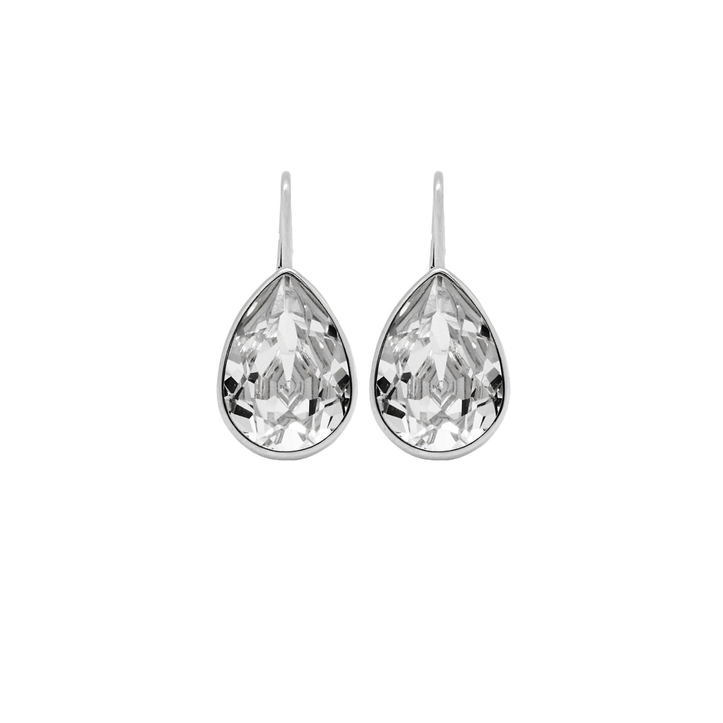 Rhodium Plated Sterling Silver Short earrings drop crystal from Essential