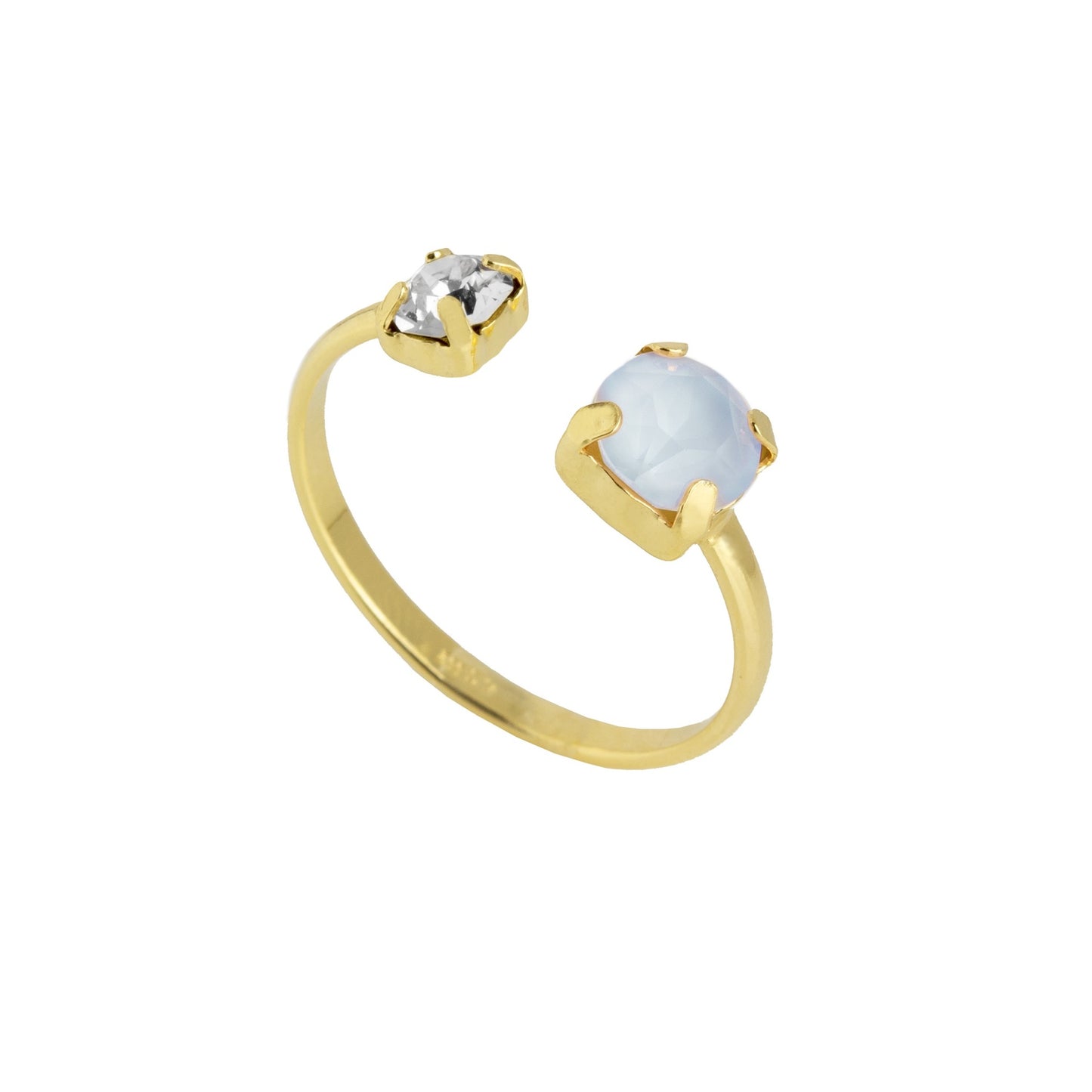 Gold plated Sterling Silver Adjustable ring crystal from Jasmine