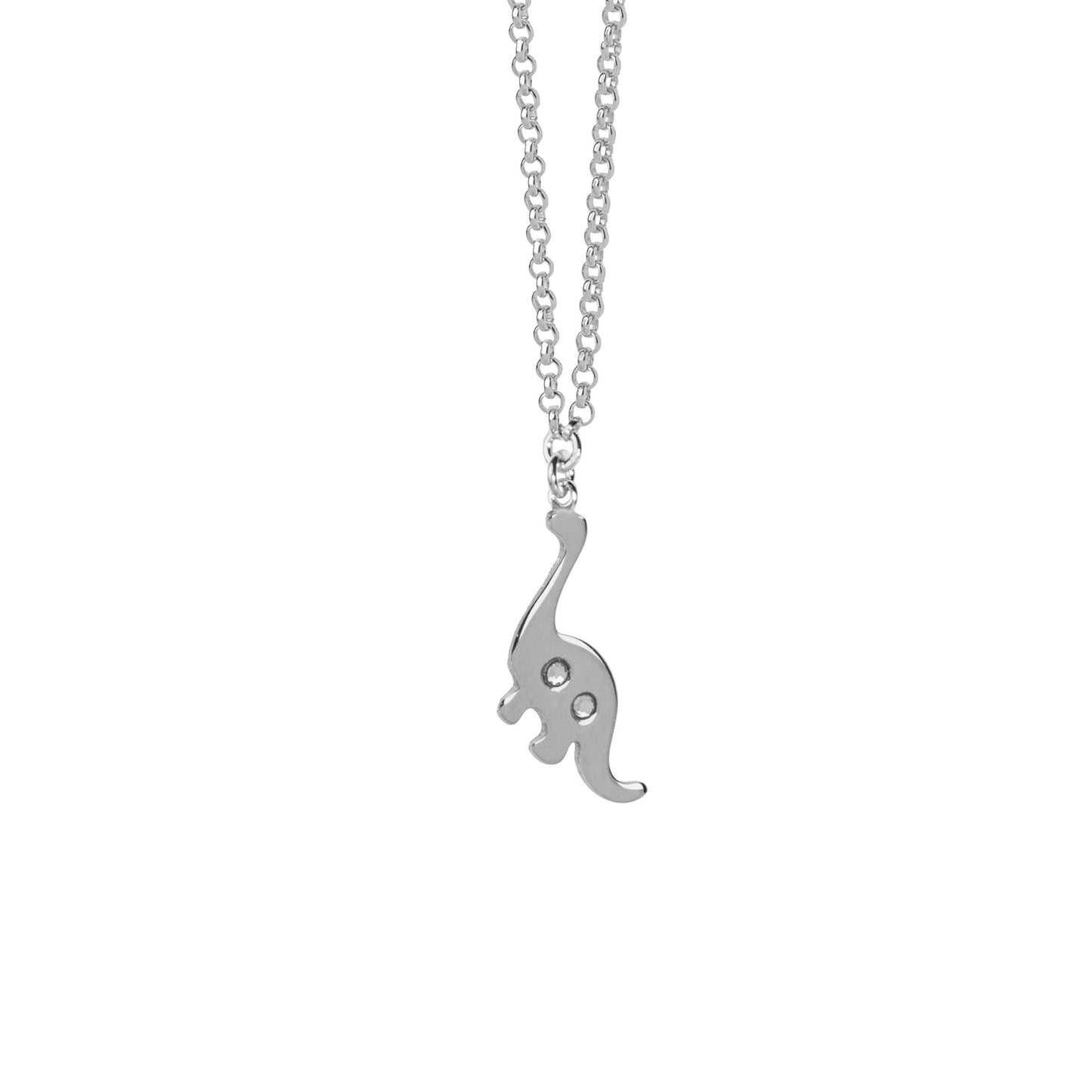 Sterling Silver Short necklace dinosaur white crystal from Cocolada