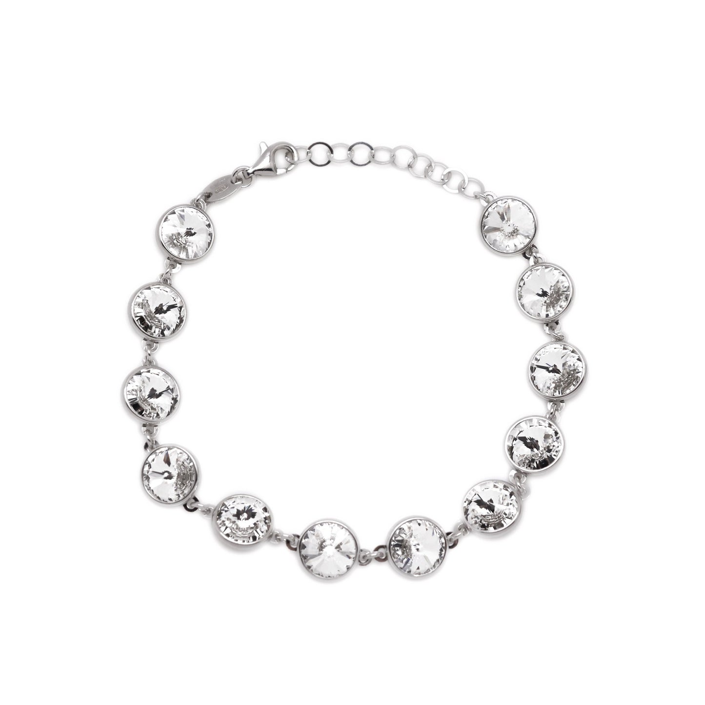 Rhodium Plated Sterling Silver Bracelet circle crystal from Basic