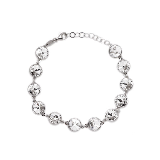 Rhodium Plated Sterling Silver Bracelet circle crystal from Basic