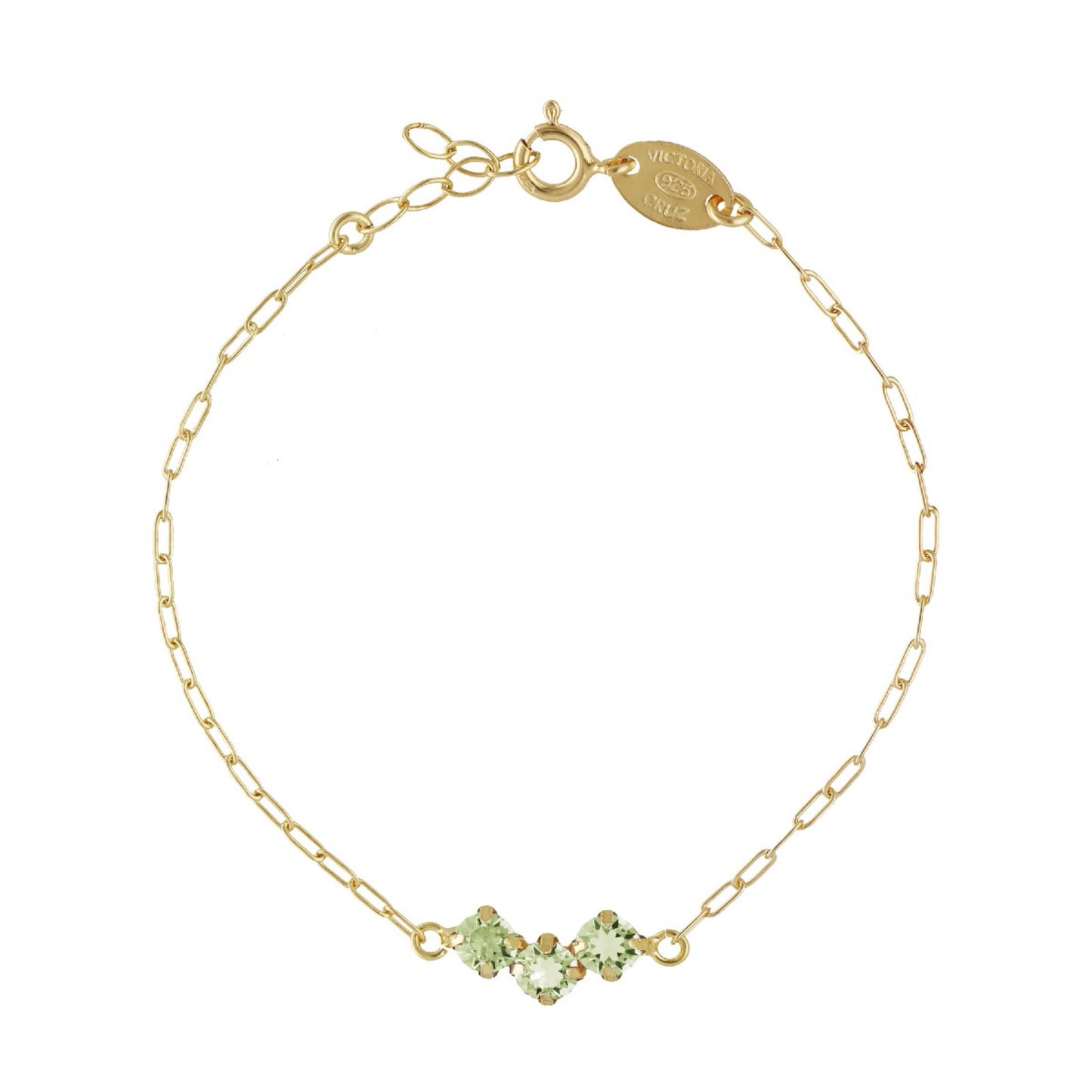 Pulsera cristal en Plata baño Oro de Jade