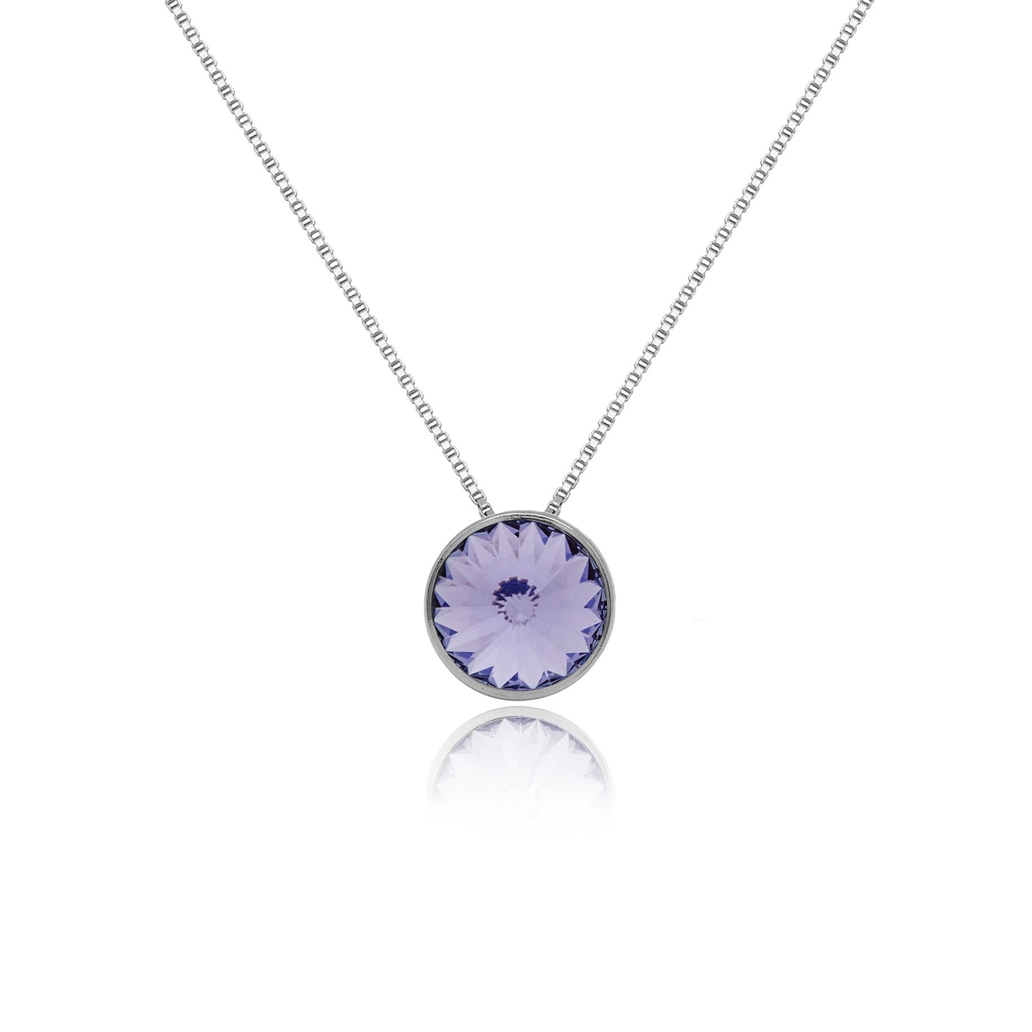 Rhodium Plated Sterling Silver Short necklace 11,5mm circle crystal from Basic