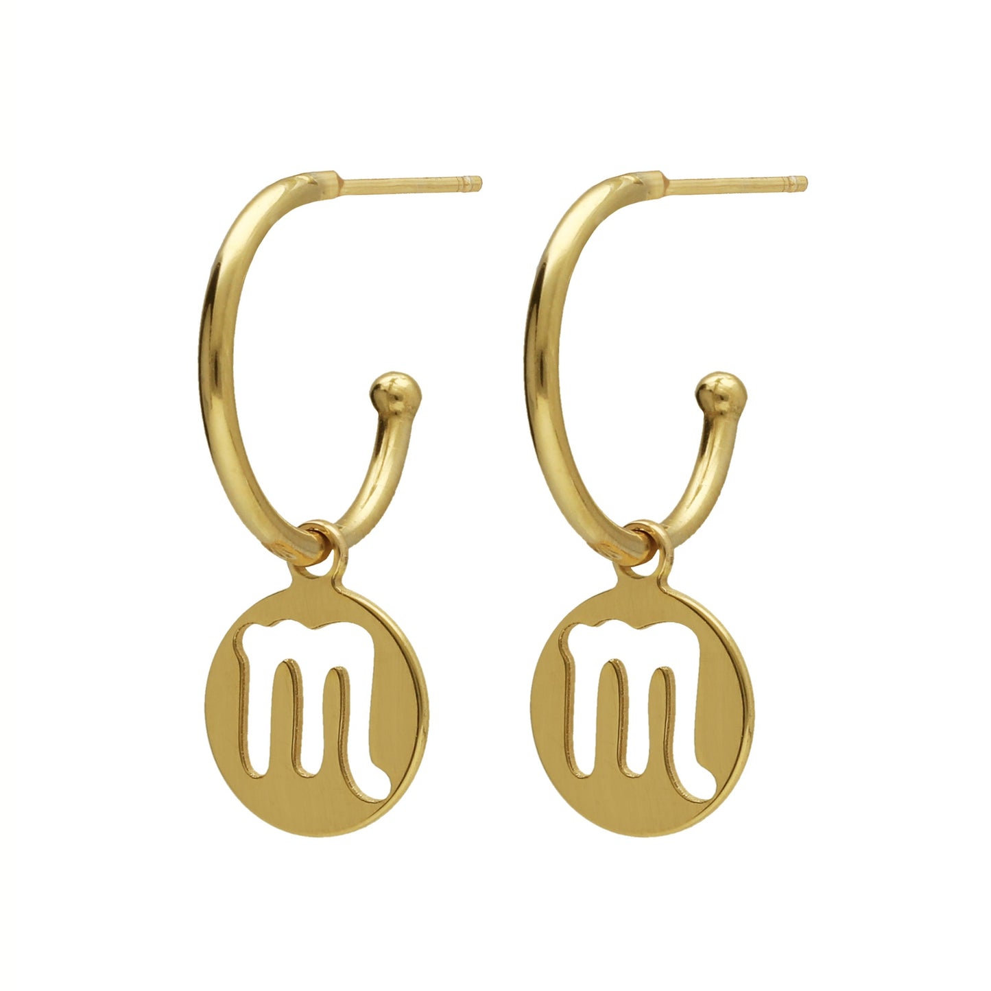 Gold plated Sterling Silver Hoop earrings horoscope from Astra