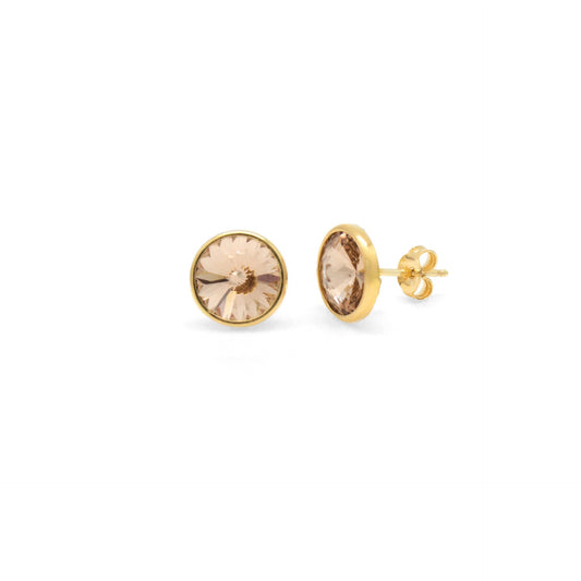 Gold plated Sterling Silver Stud earrings 11,5mm circle crystal from Basic