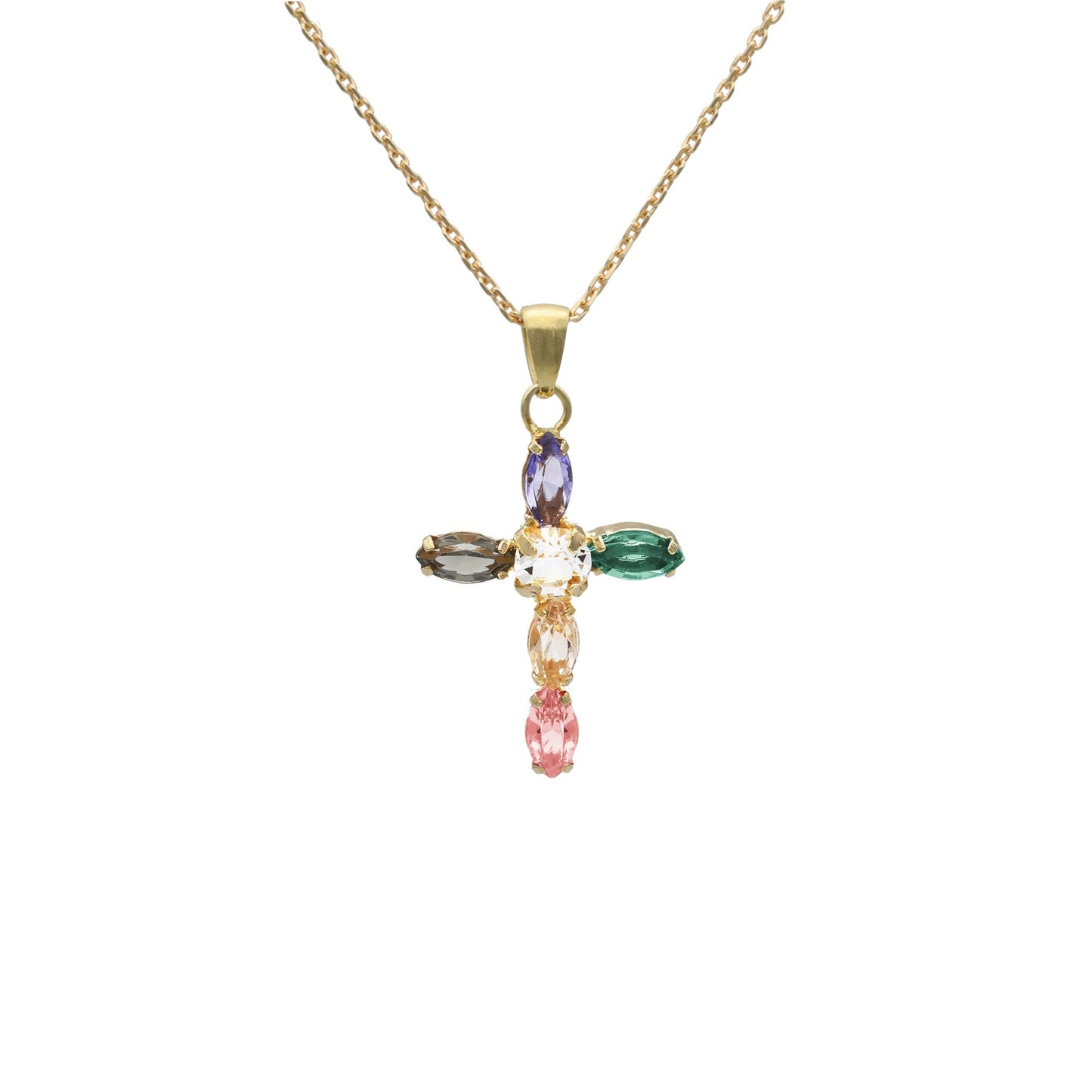 Gold plated Sterling Silver Short necklace cross crystal from Arisa