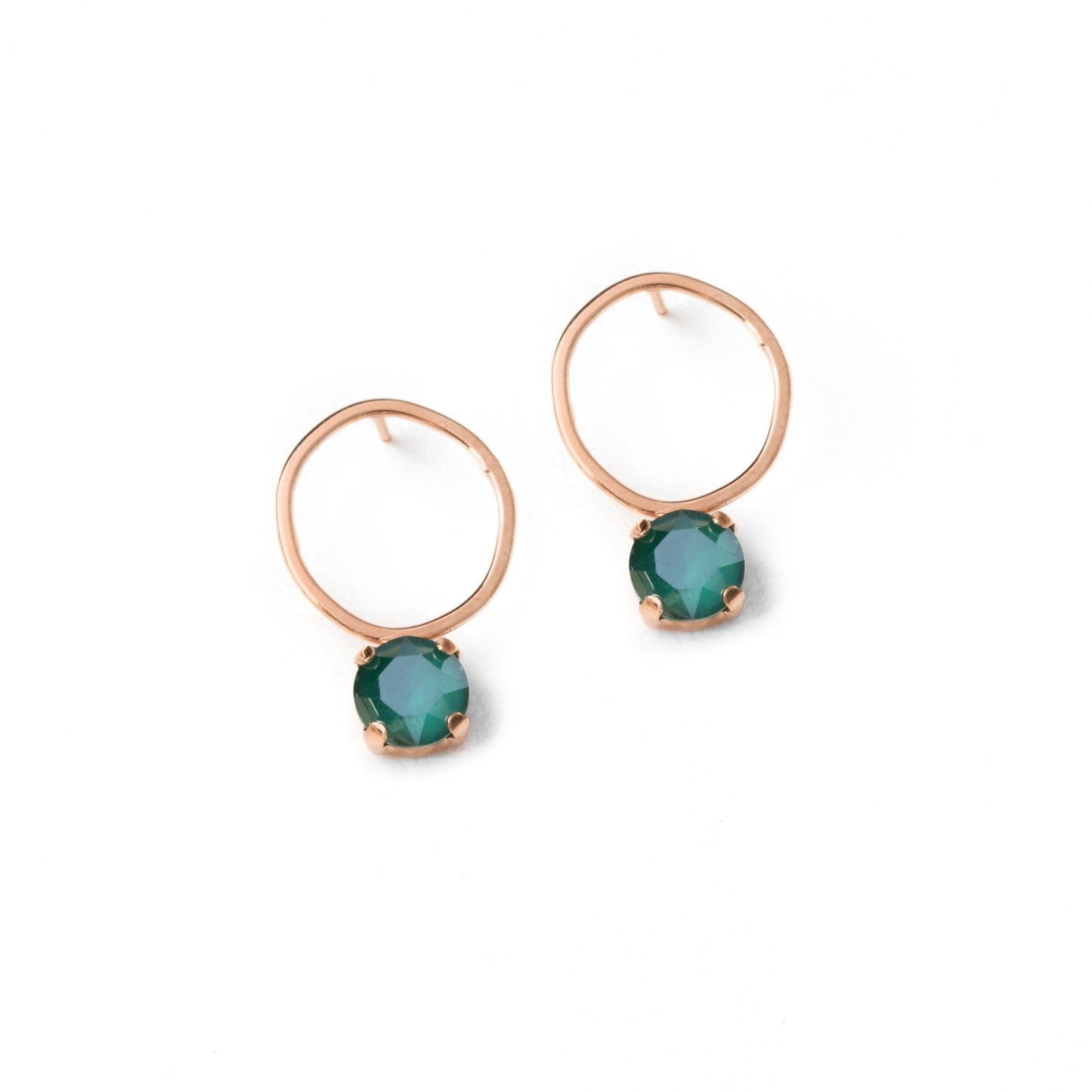 Rose Gold plated Sterling Silver Long earrings circle crystal from Ayna