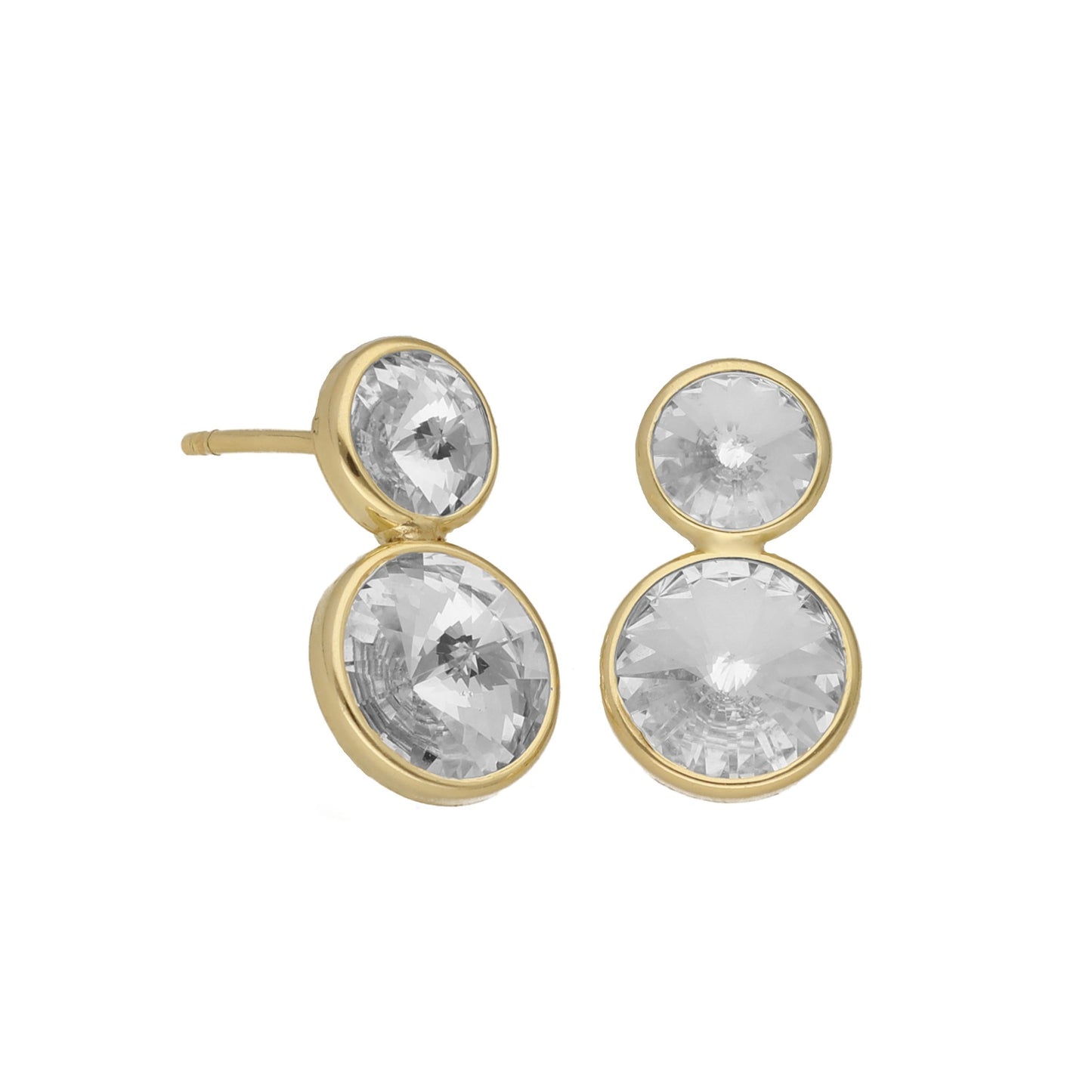 Gold plated Sterling Silver Short earrings 7 y 9mm crystal from Basic