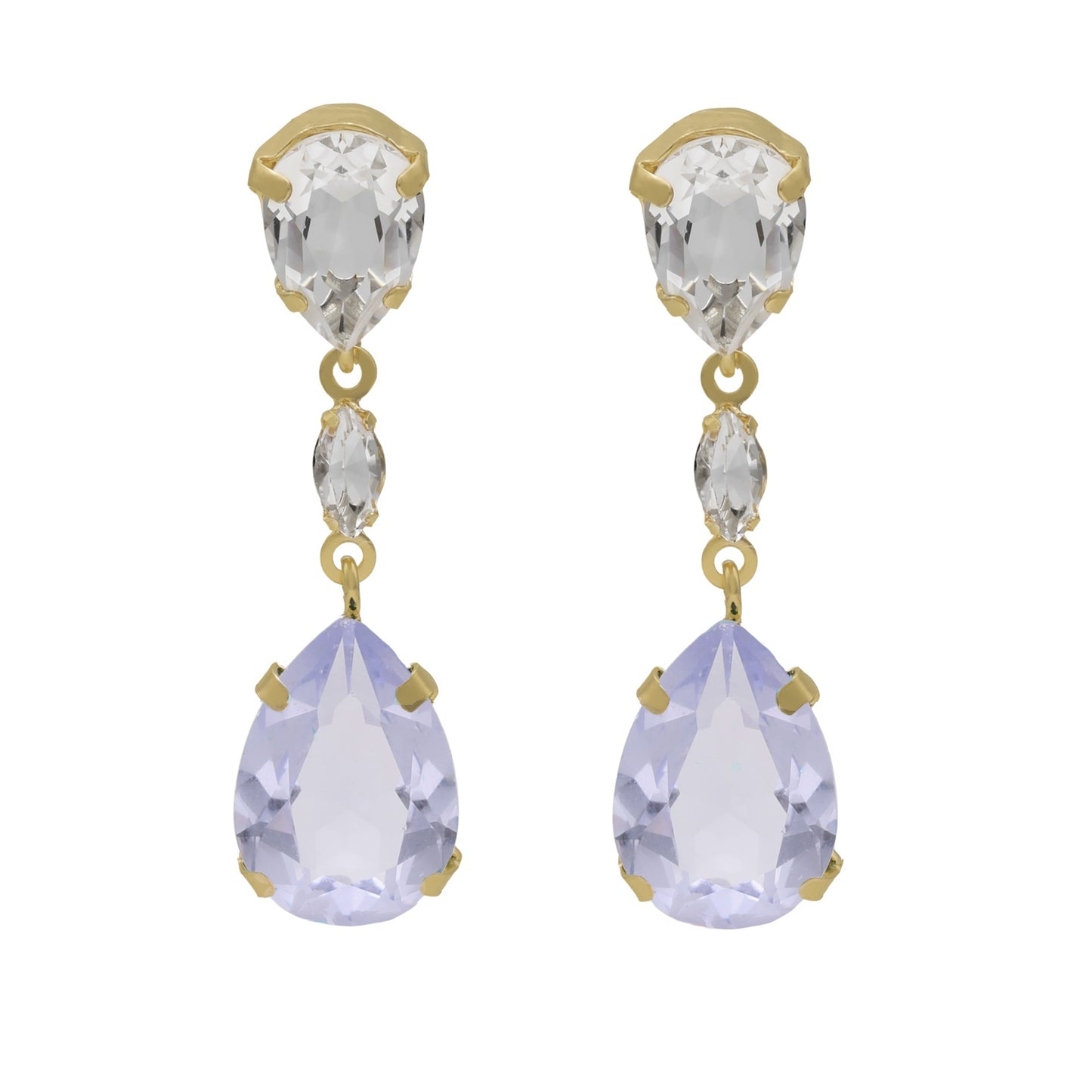 Gold plated Sterling Silver Long earrings drop crystal from Jasmine