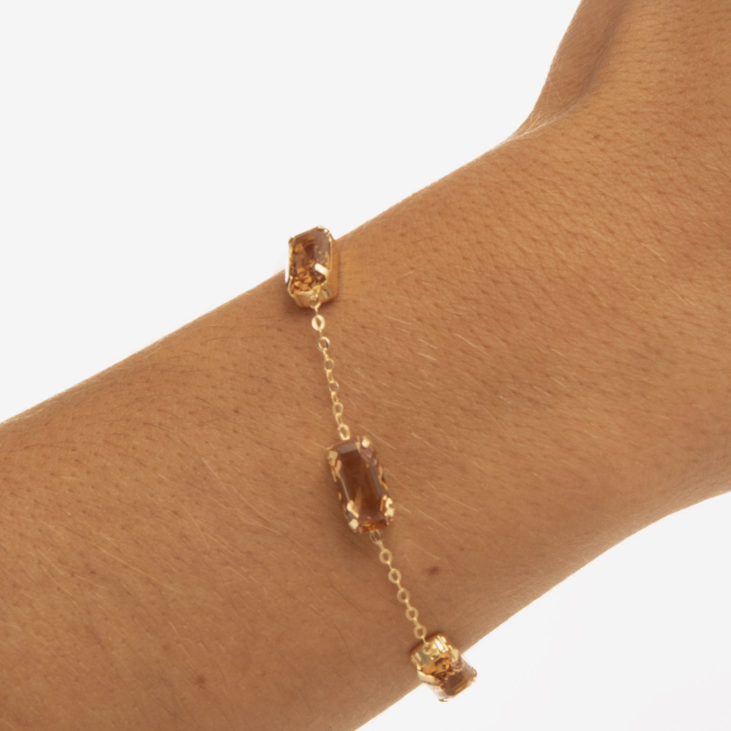 Gold plated Sterling Silver Bracelet rectangle crystal from Inspire