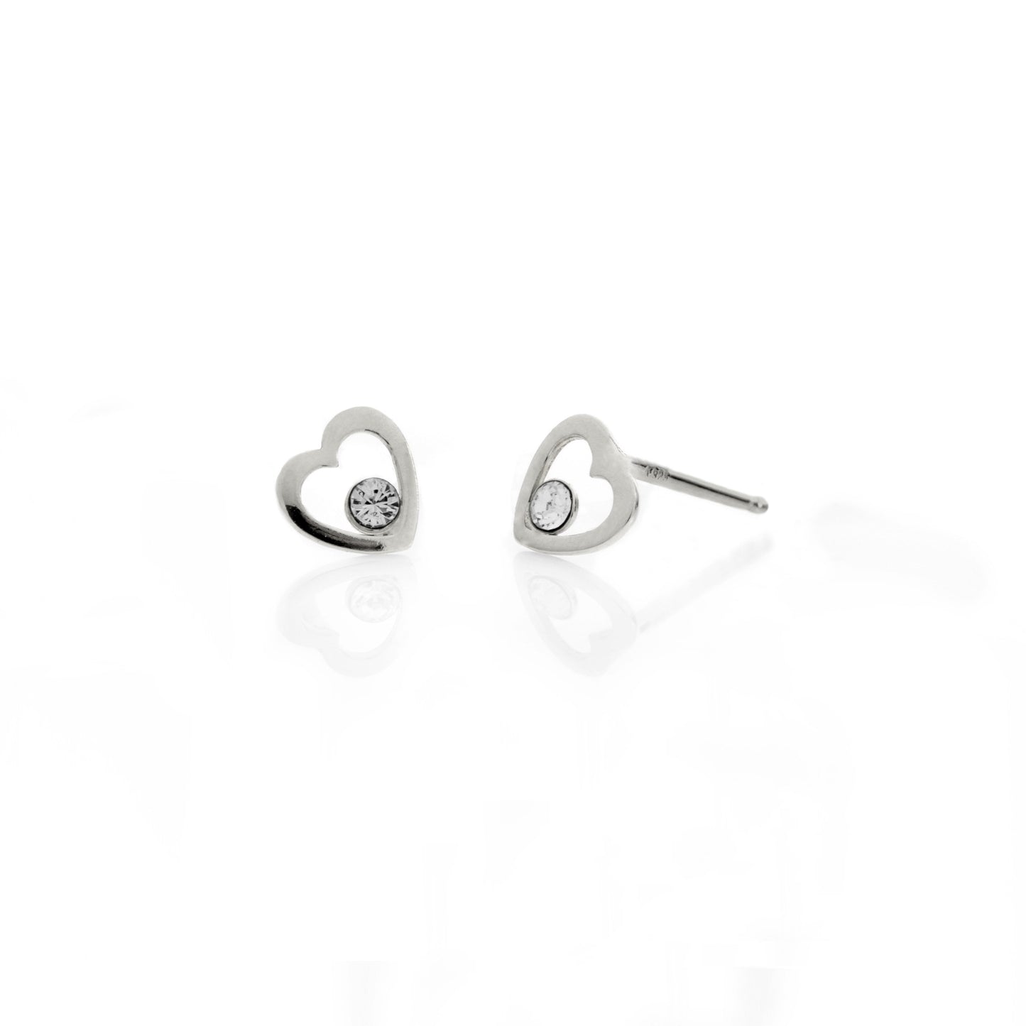 Sterling Silver Stud earrings heart white crystal from Kids