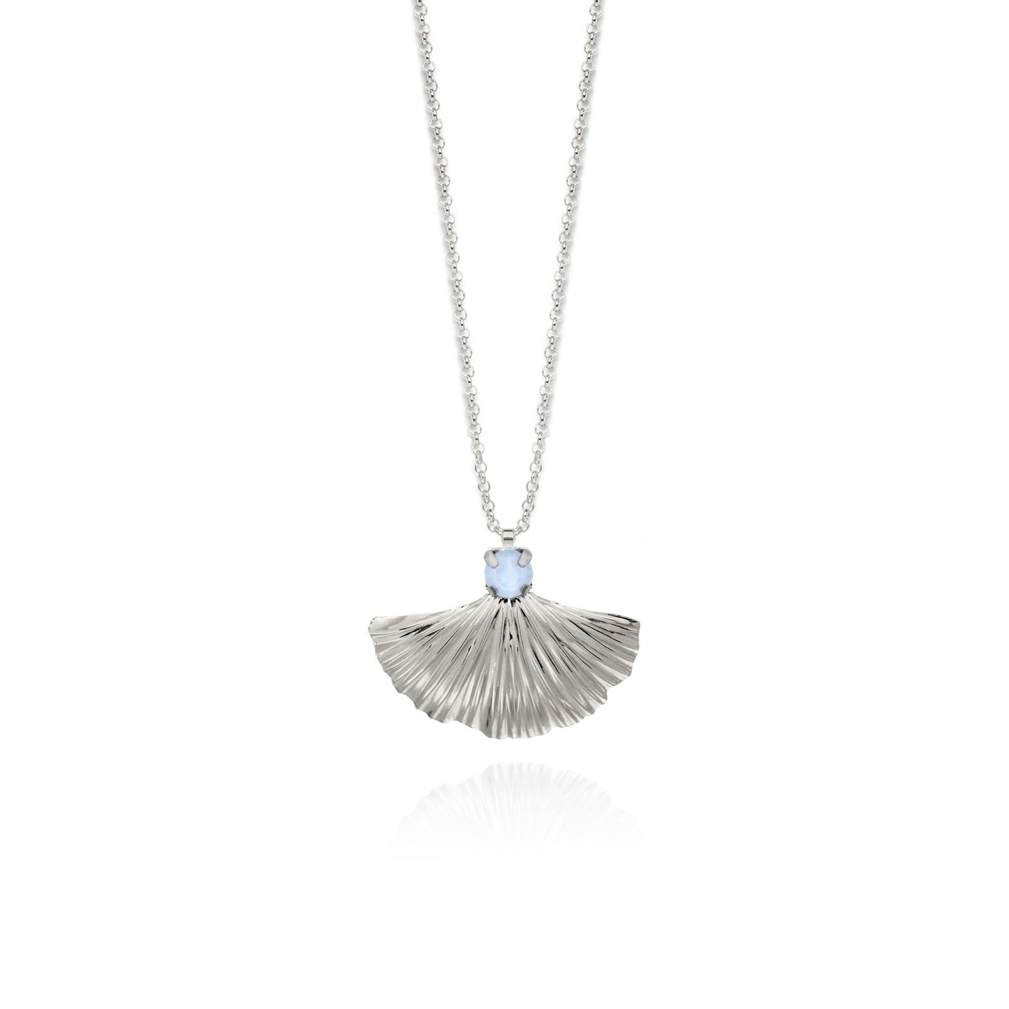 Rhodium Plated Sterling Silver Short necklace blue crystal from Valentina