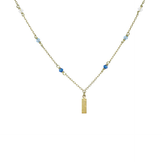 Gold plated Sterling Silver Short necklace rectangle crystal from Anya