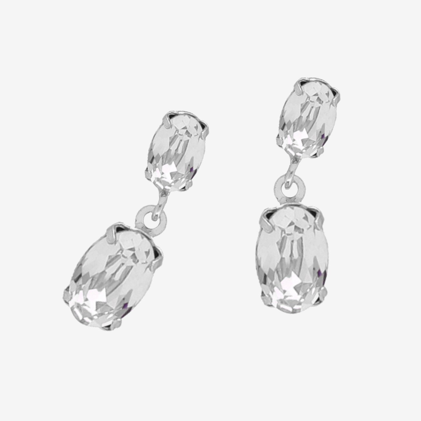 Rhodium Plated Sterling Silver Short earrings oval crystal from Gemma