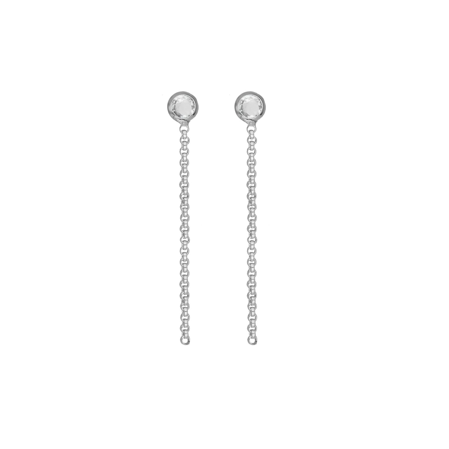 Rhodium Plated Sterling Silver Long earrings circle crystal from Lis