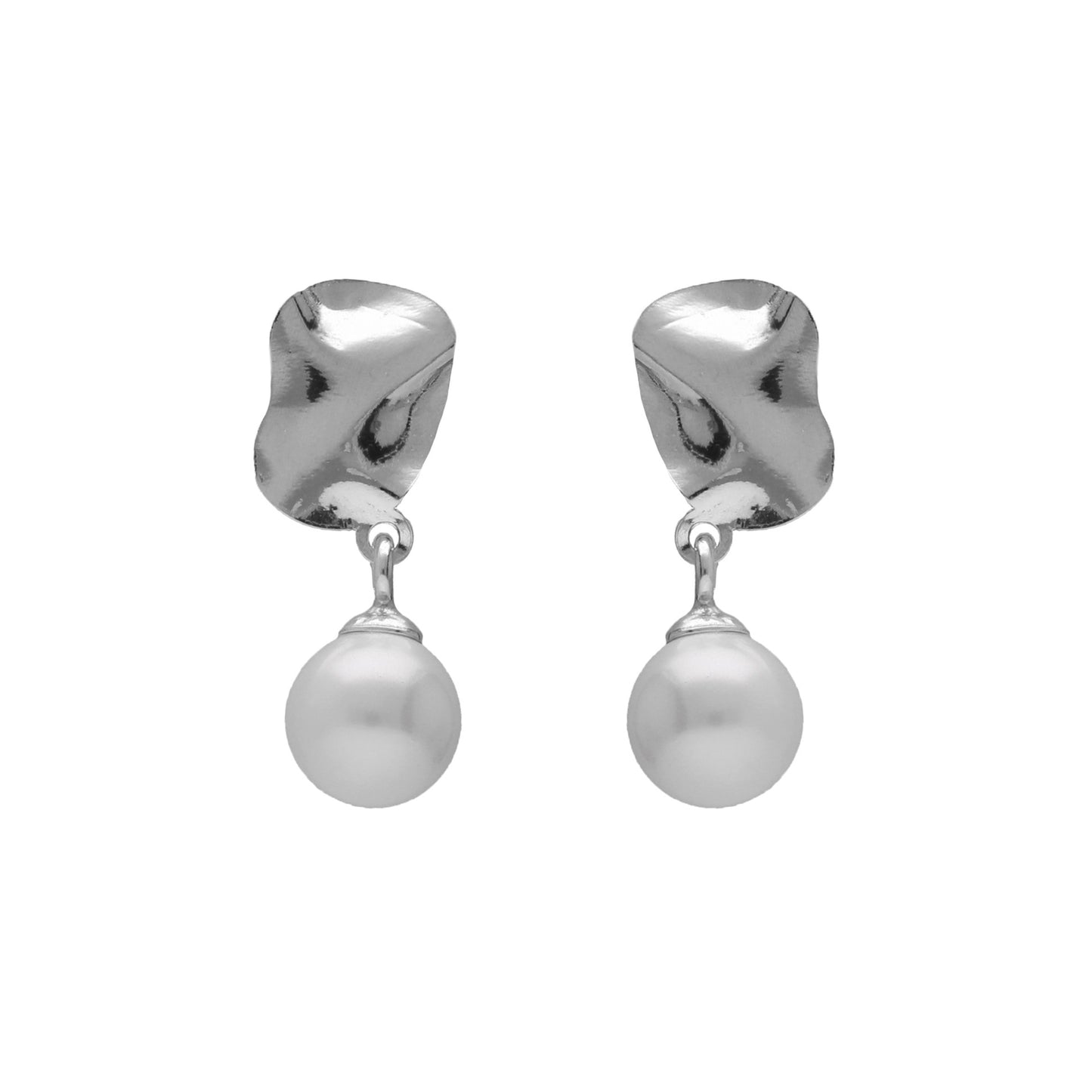 Sterling Silver Short earrings little leaves pearl from Radiance